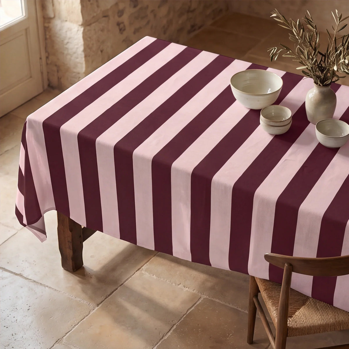 Mantel resinado antimanchas 100% algodón Summer Stripes 59