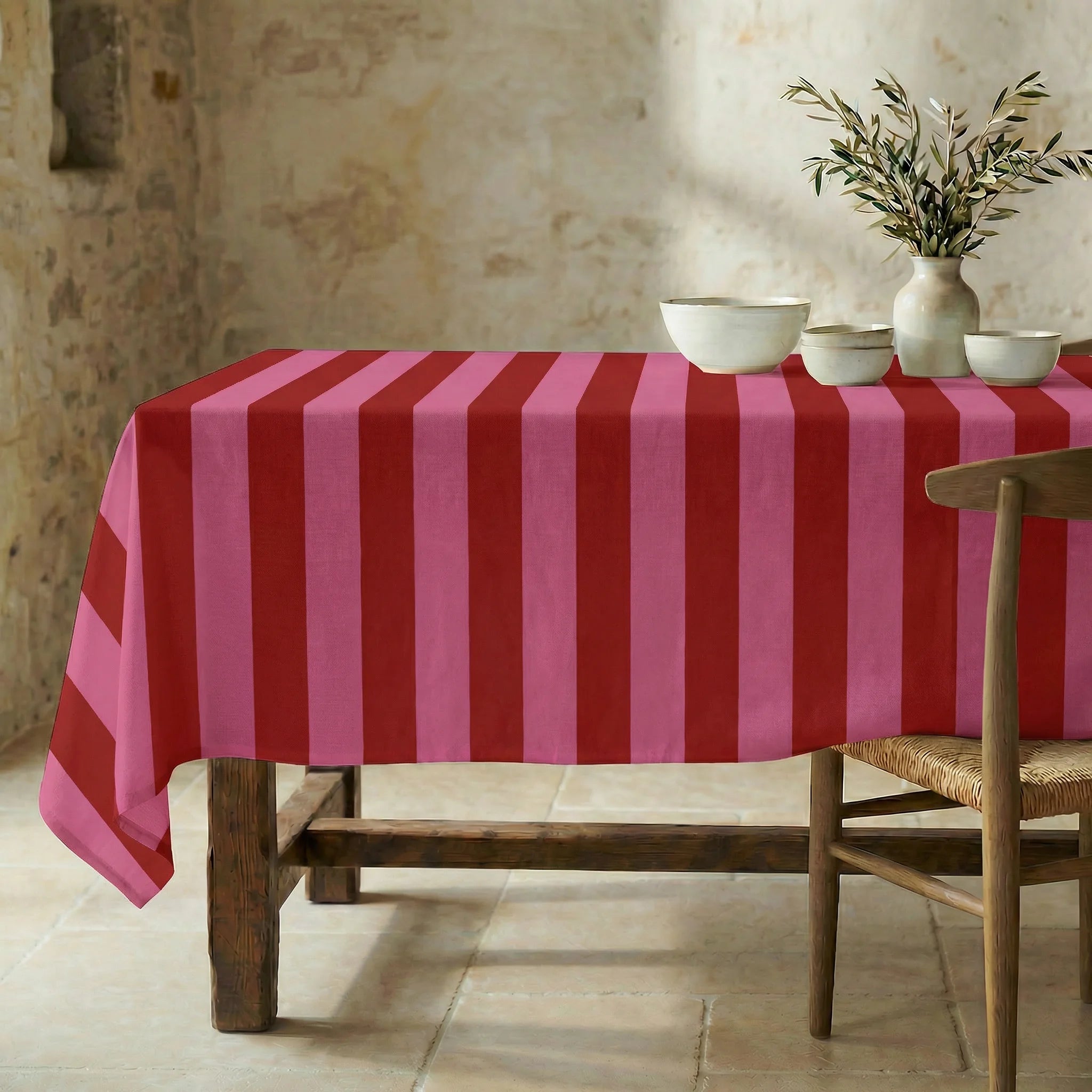 Mantel resinado antimanchas 100% algodón Summer Stripes