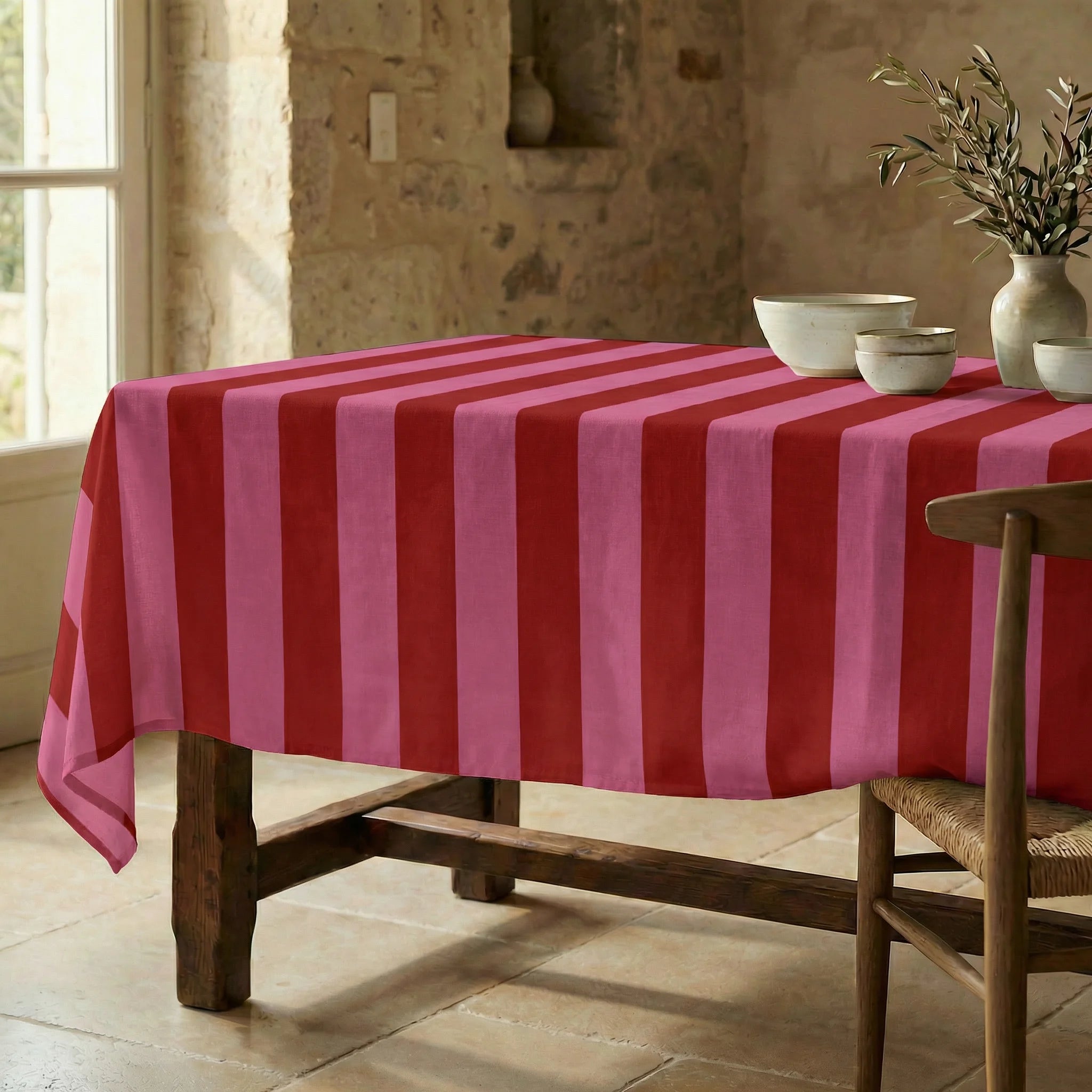 Mantel resinado antimanchas 100% algodón Summer Stripes