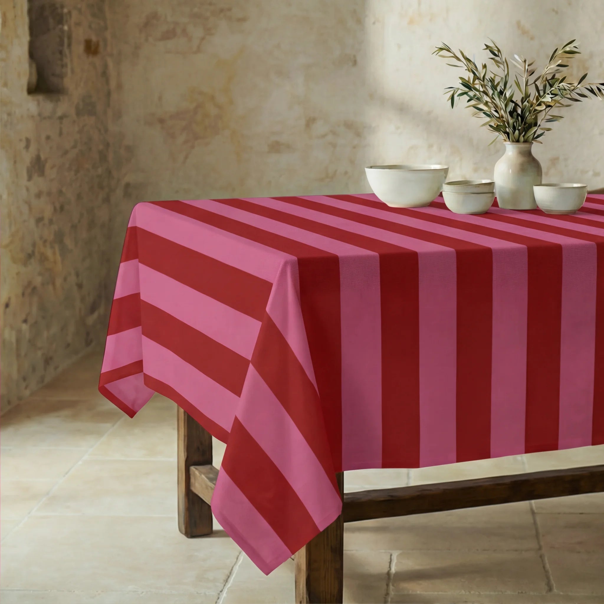 Mantel resinado antimanchas 100% algodón Summer Stripes