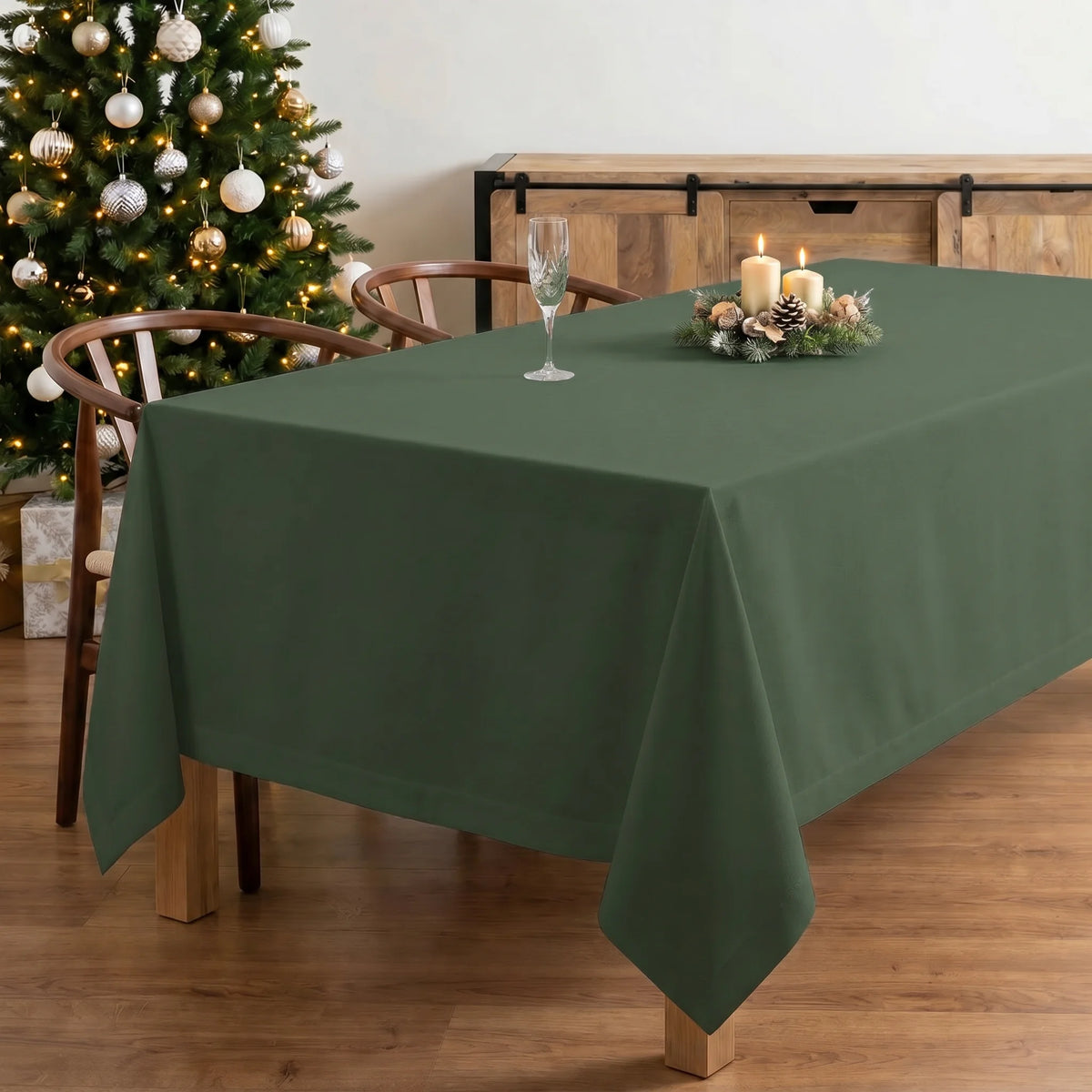 Mantel antimanchas 100% algodón Verde liso