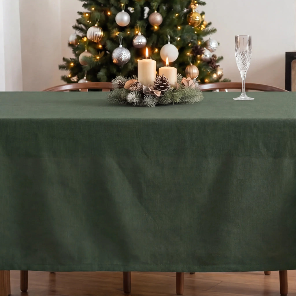 Mantel antimanchas 100% algodón Verde liso
