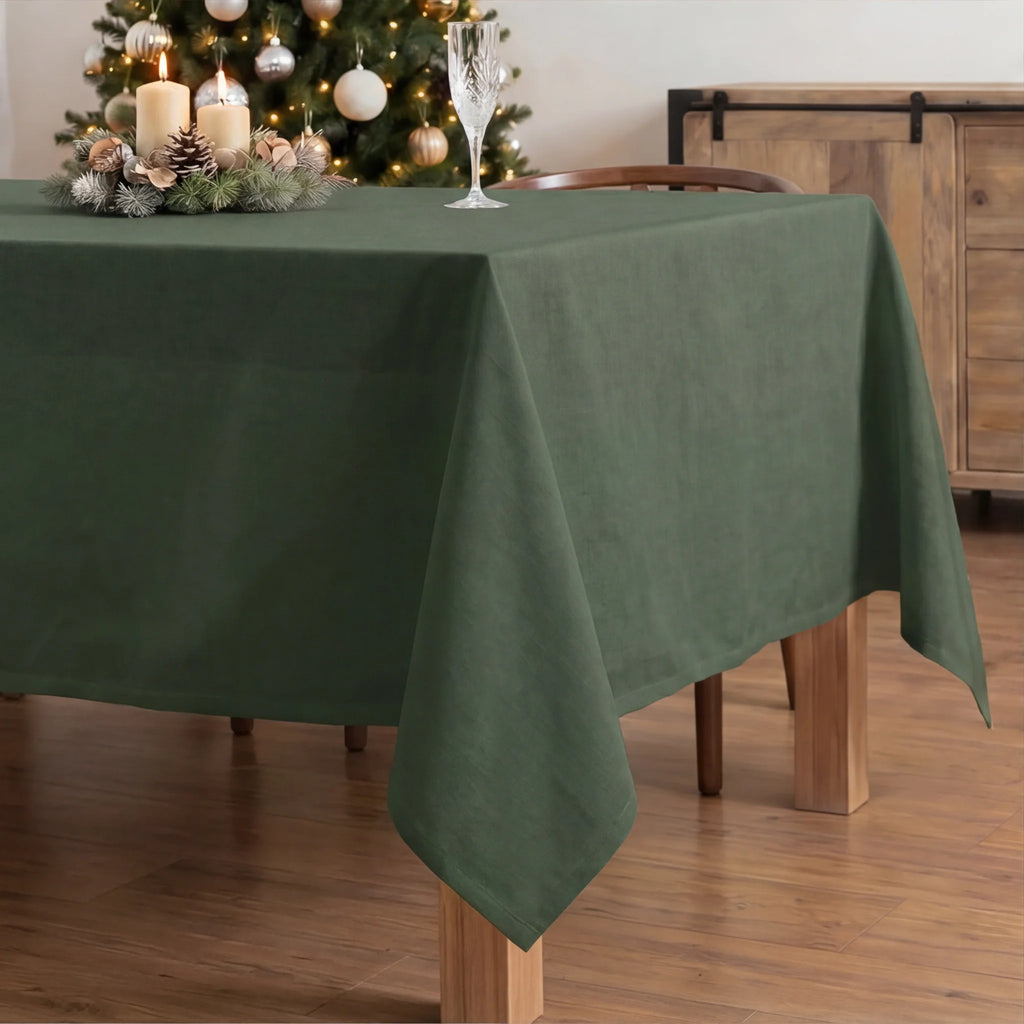 Mantel antimanchas 100% algodón Verde liso