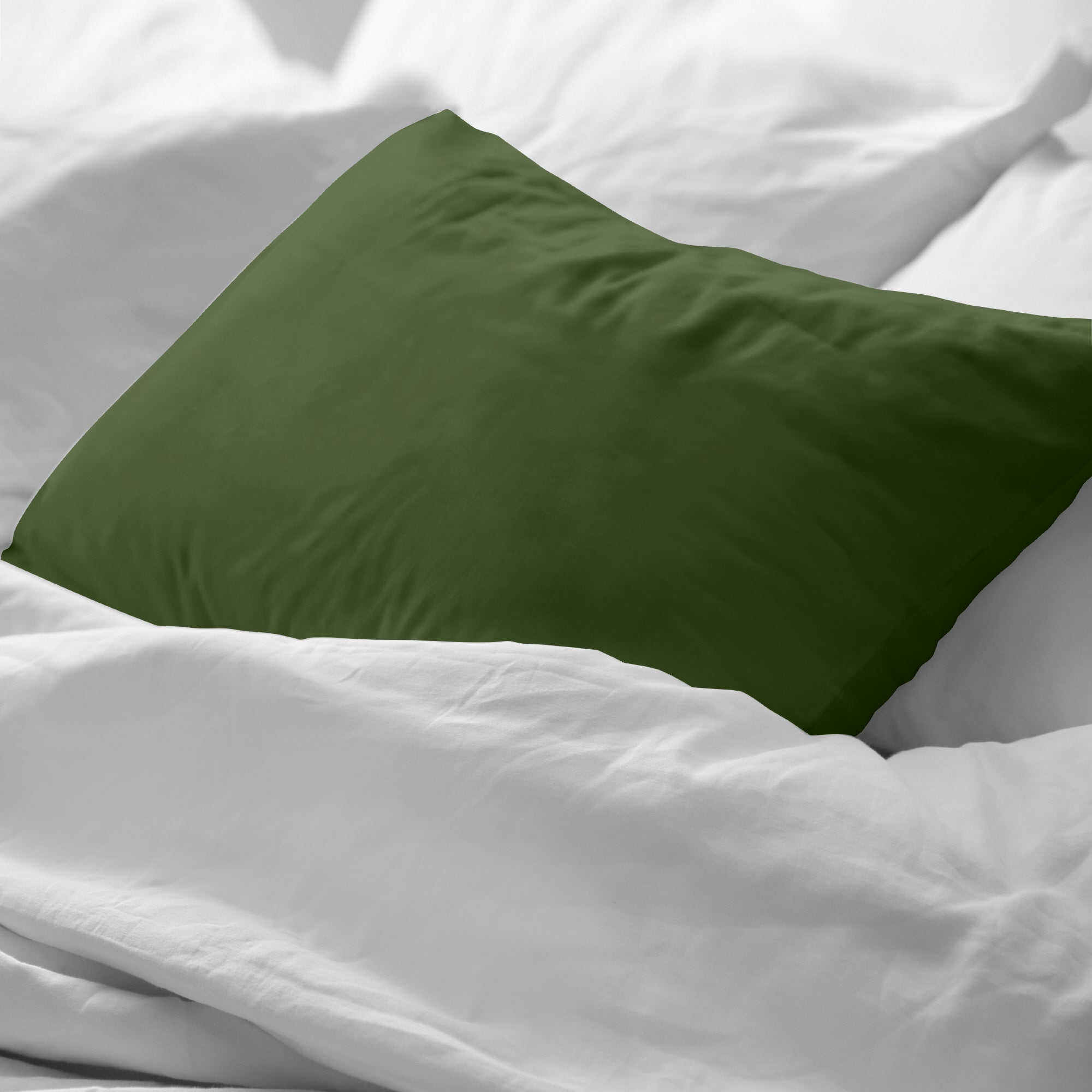 Funda de almohada 100% algodón Verde Liso