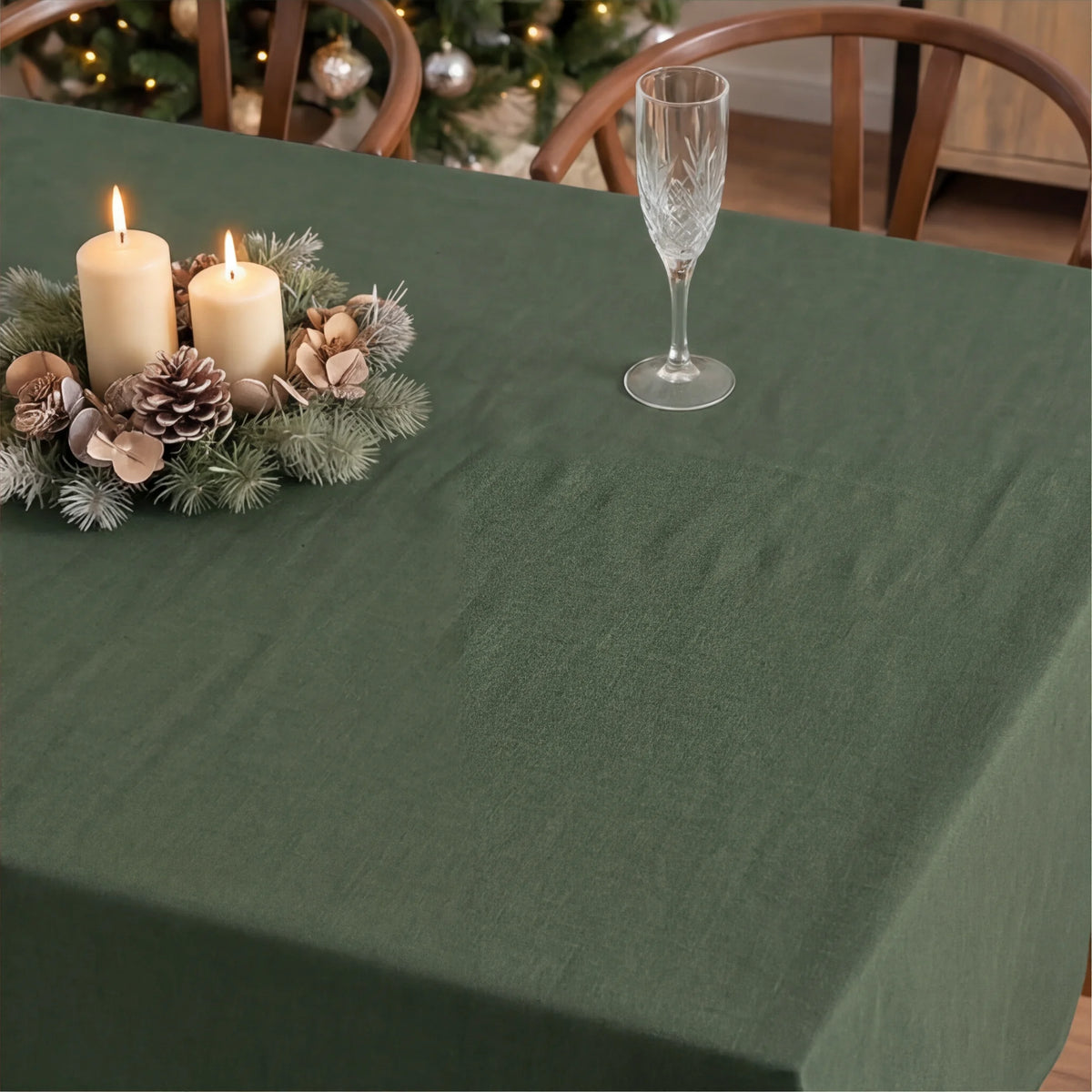 Mantel antimanchas 100% algodón Verde liso