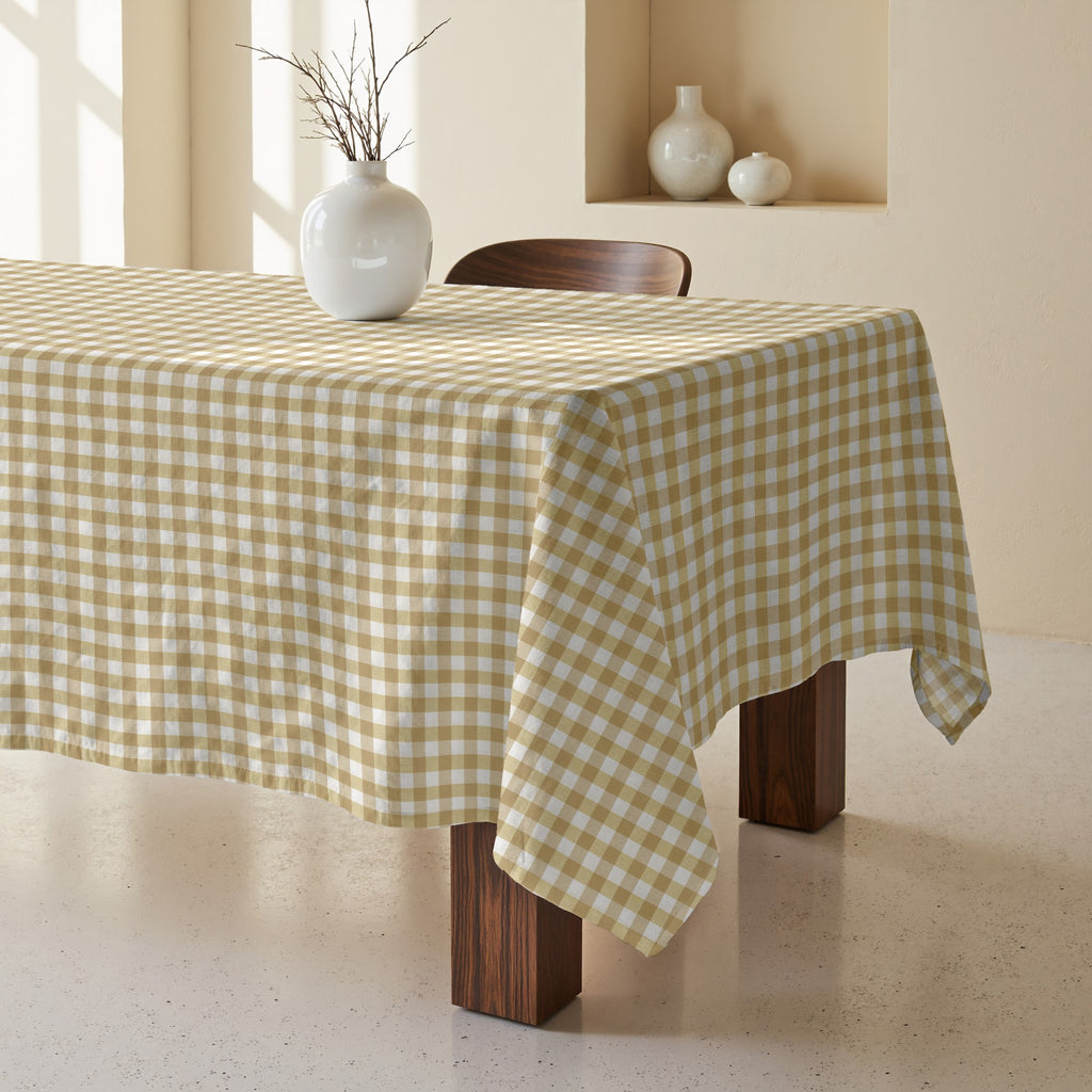 Mantel Vichy impermeable Beige tacto tela