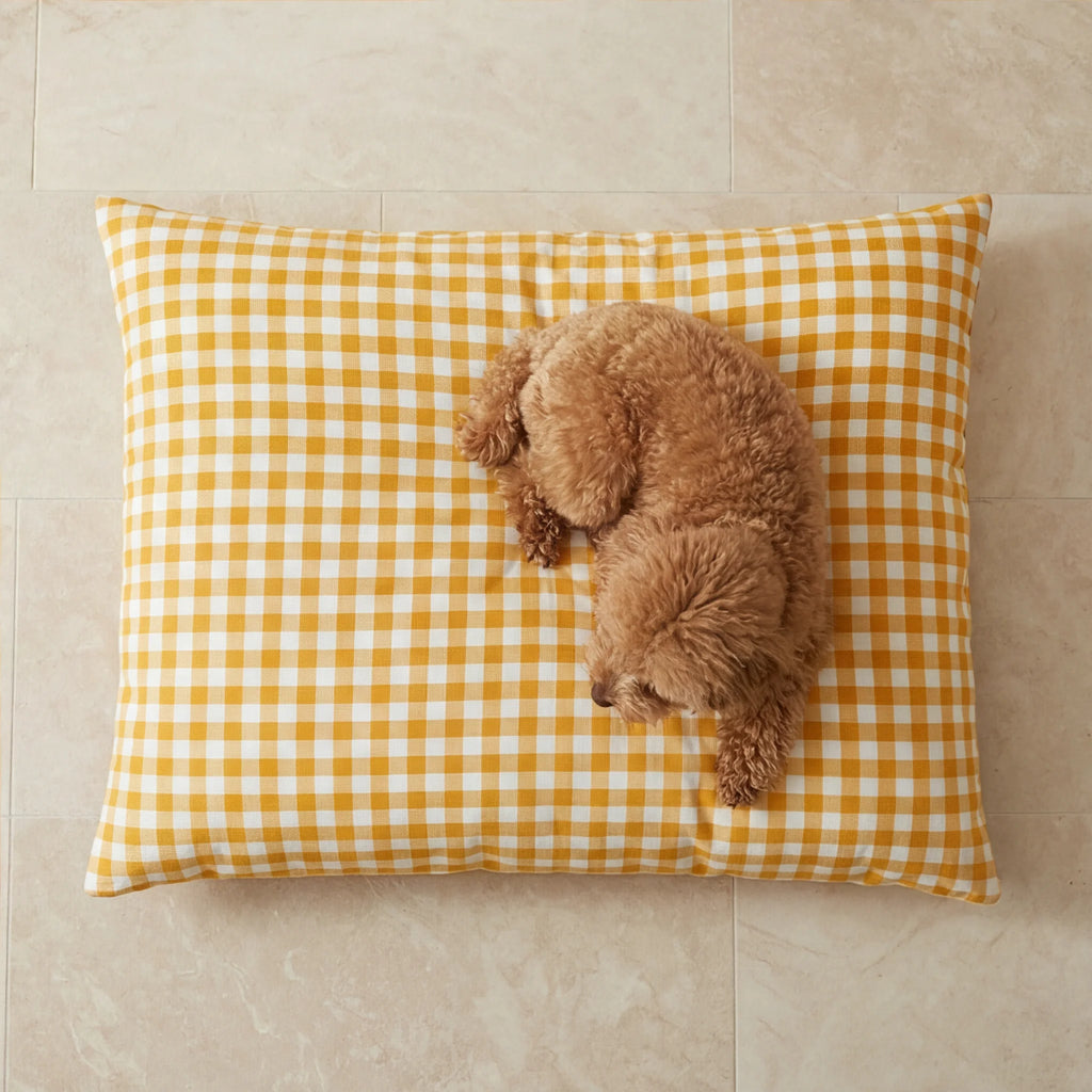Funda para cama de mascota antimanchas Vichy Amarillo