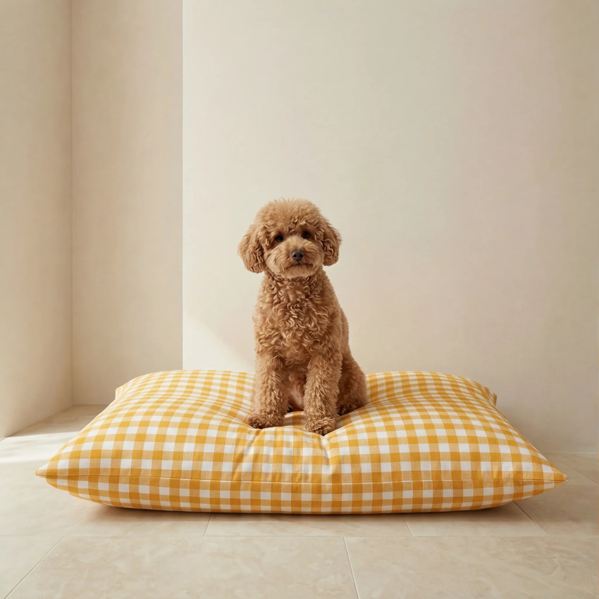 Funda para cama de mascota antimanchas Vichy Amarillo
