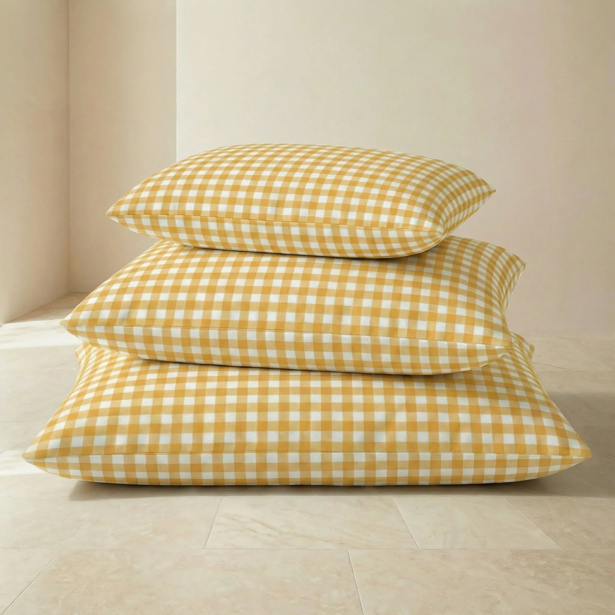 Cama para mascotas desenfundable antimanchas Vichy Amarillo