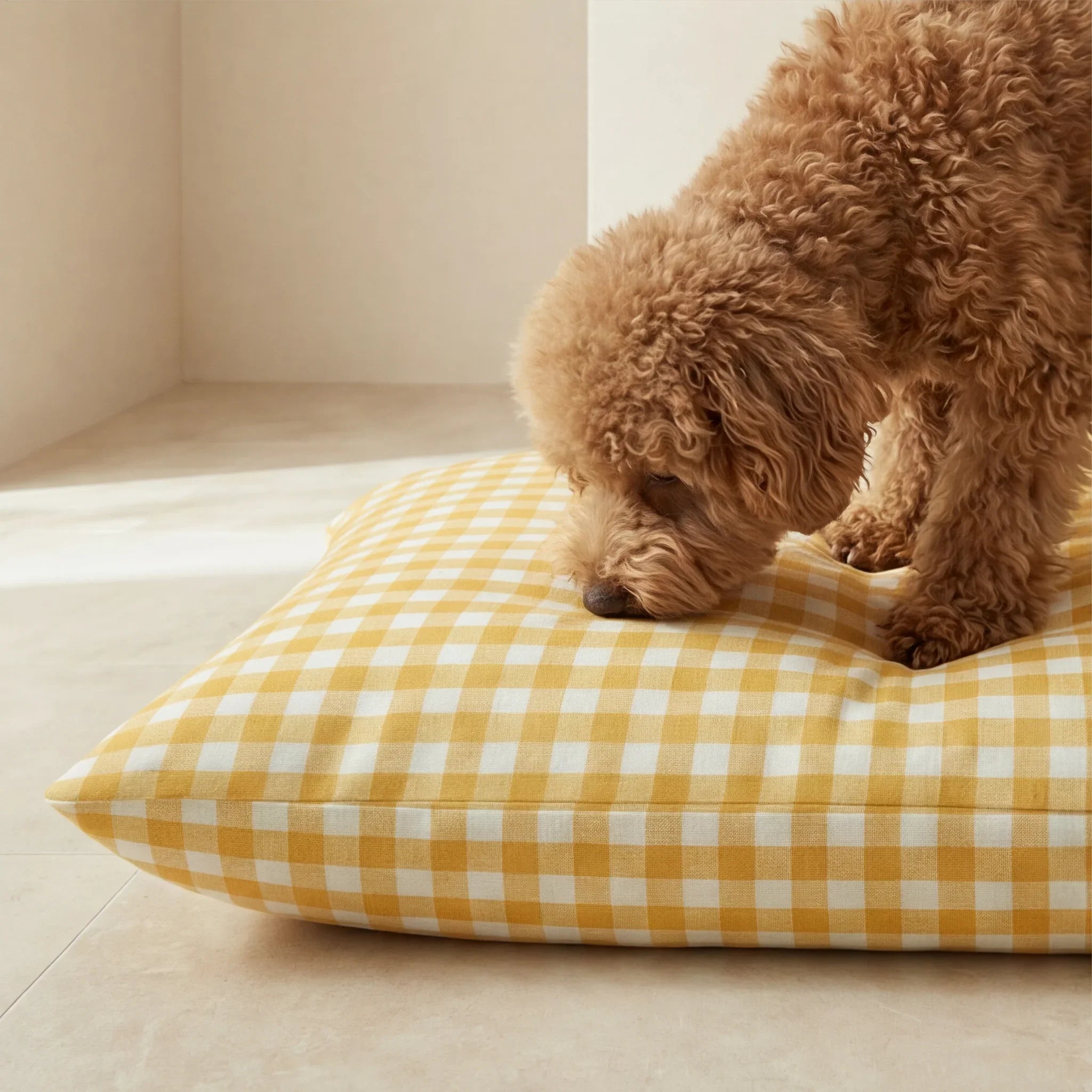 Cama para mascotas desenfundable antimanchas Vichy Amarillo