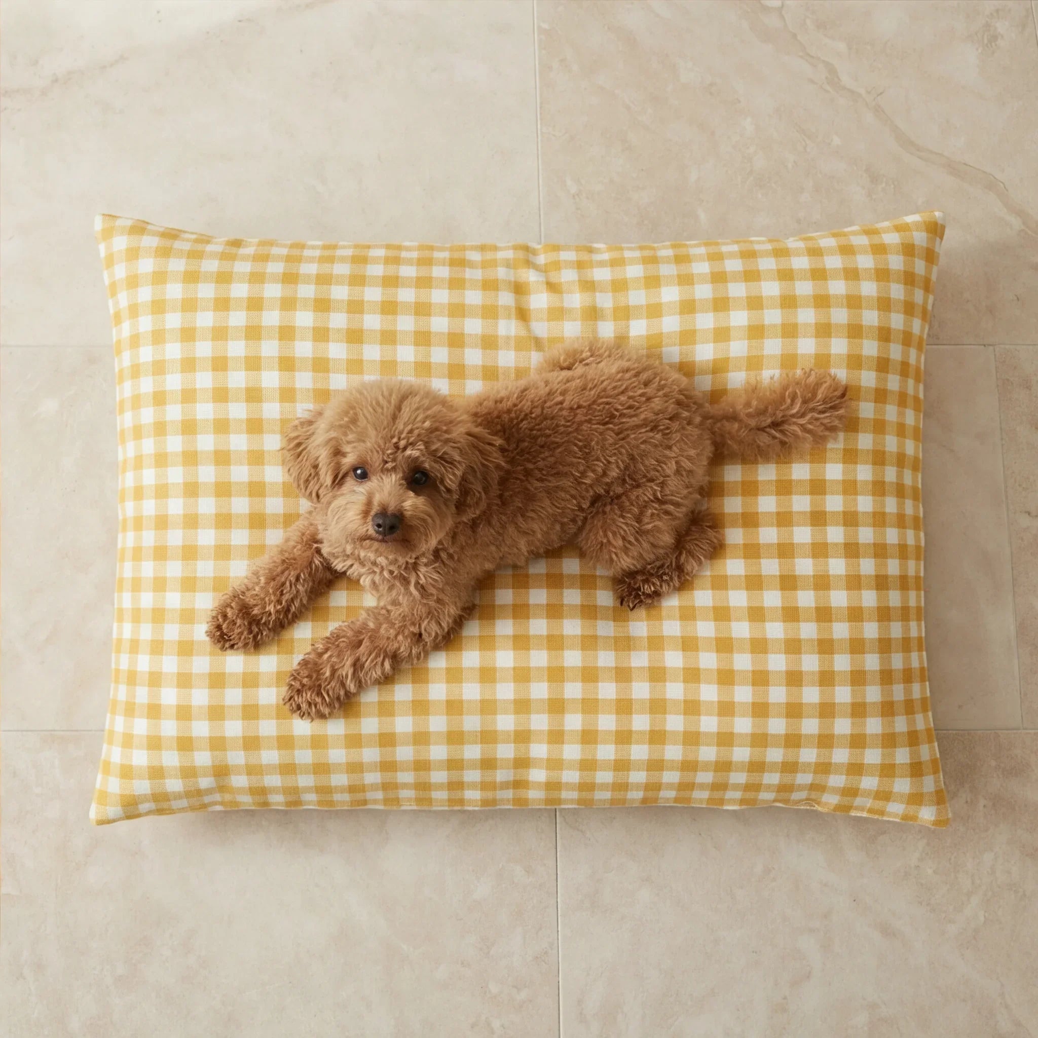 Cama para mascotas desenfundable antimanchas Vichy Amarillo