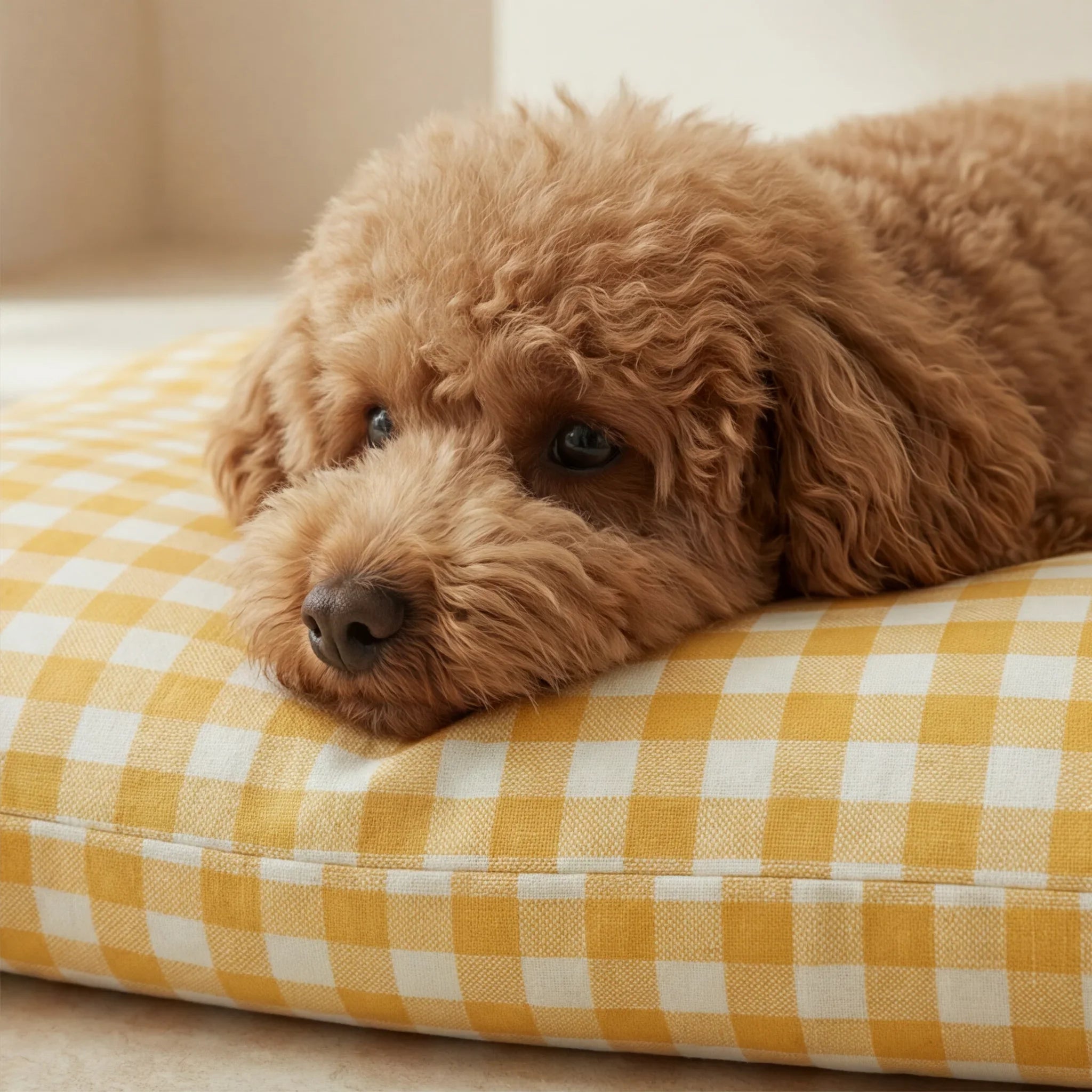 Cama para mascotas desenfundable antimanchas Vichy Amarillo