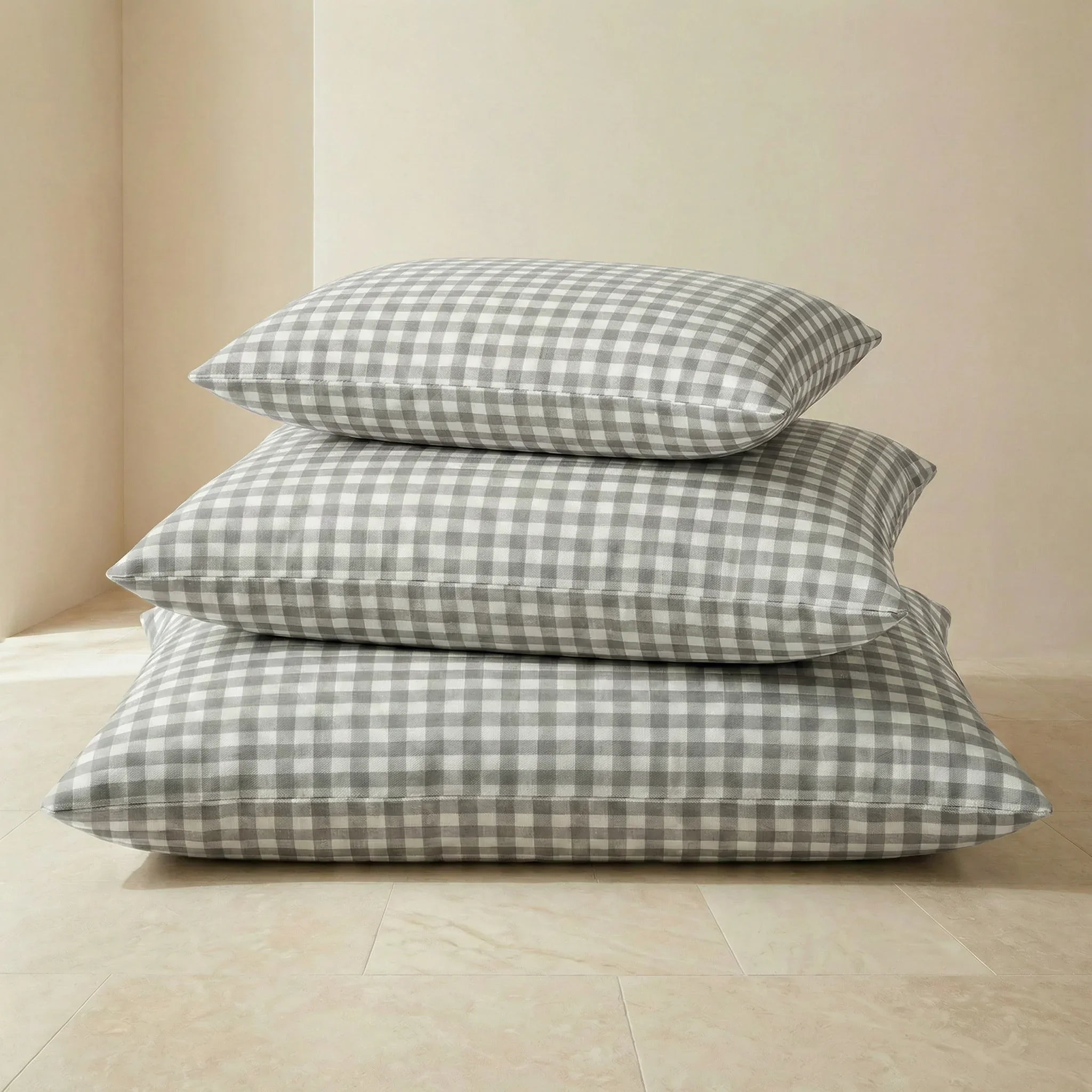 Cama para mascotas desenfundable antimanchas Vichy Gris Claro