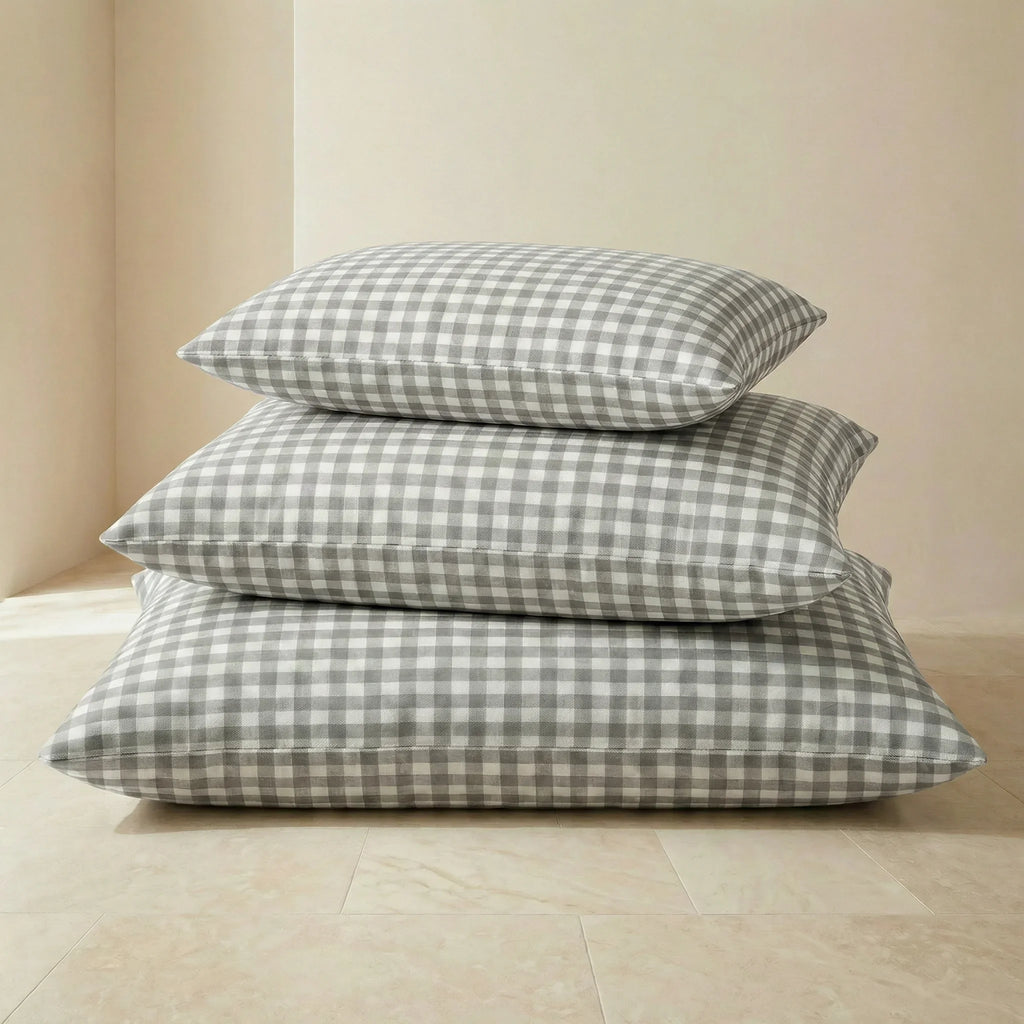 Funda para cama de mascota antimanchas Vichy Gris Claro