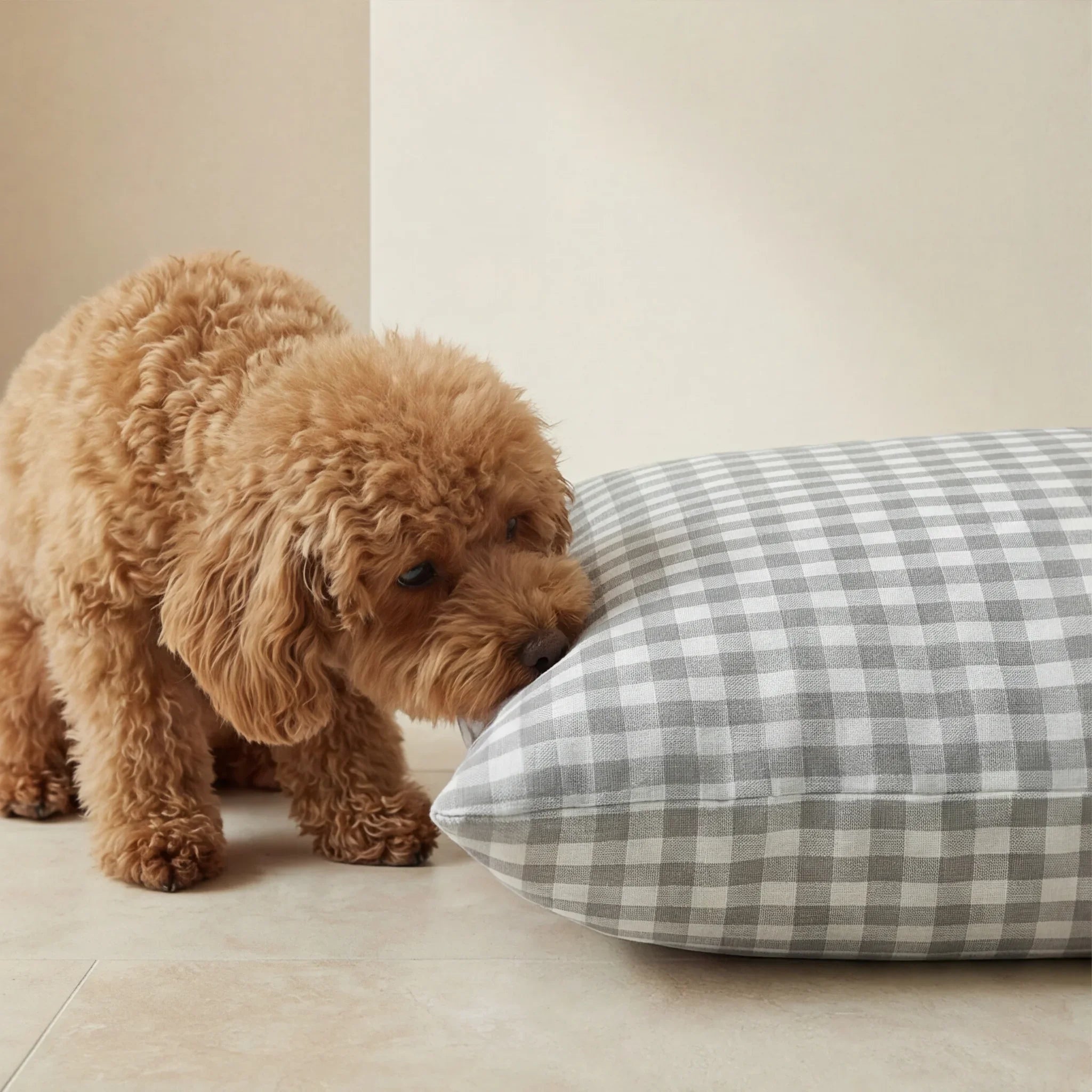 Cama para mascotas desenfundable antimanchas Vichy Gris Claro
