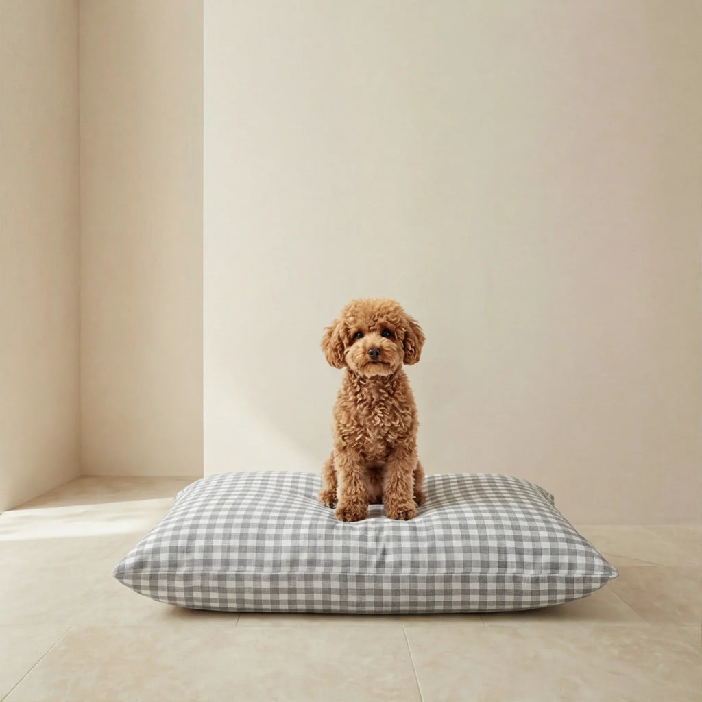 Cama para mascotas desenfundable antimanchas Vichy Gris Claro