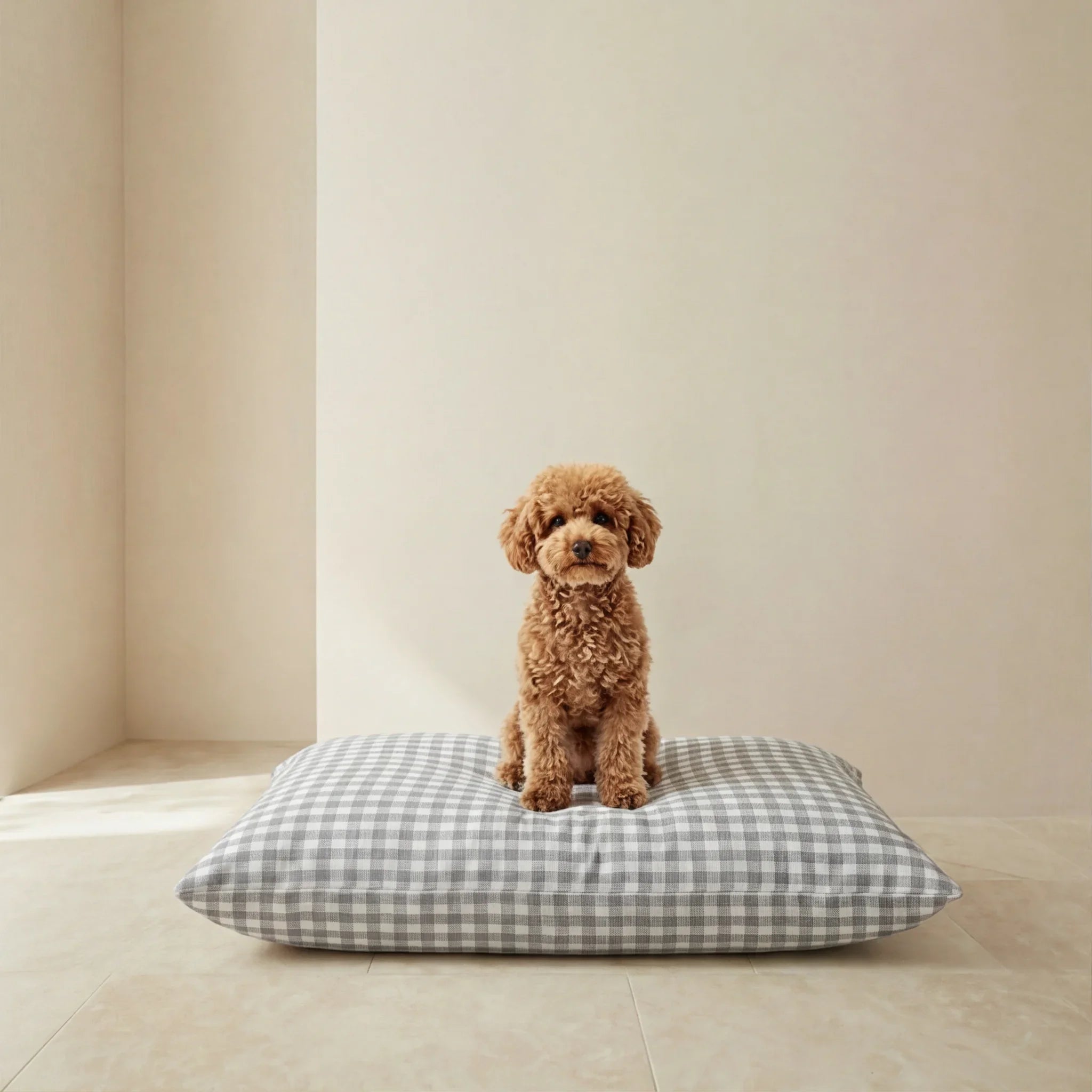 Cama para mascotas desenfundable antimanchas Vichy Gris Claro
