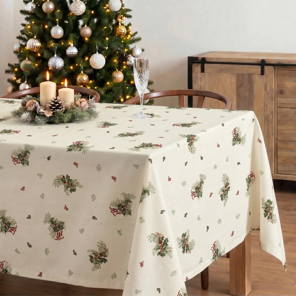 Mantel antimanchas 100% algodón Winter holly 1225