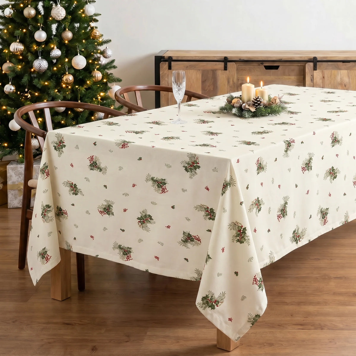 Mantel antimanchas 100% algodón Winter holly 1225