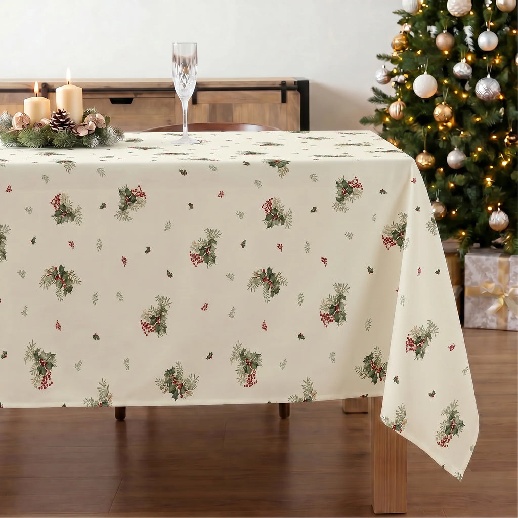 Mantel antimanchas 100% algodón Winter holly 1225