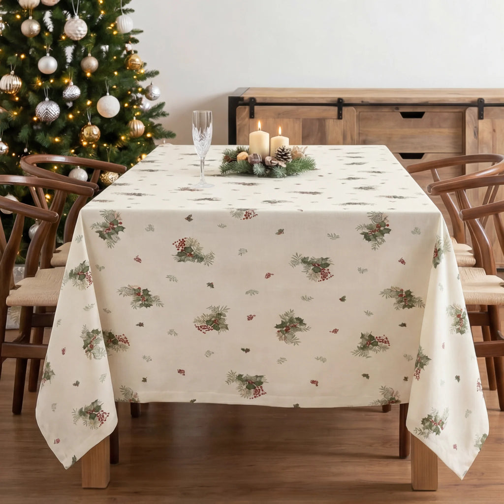 Mantel antimanchas 100% algodón Winter holly 1225