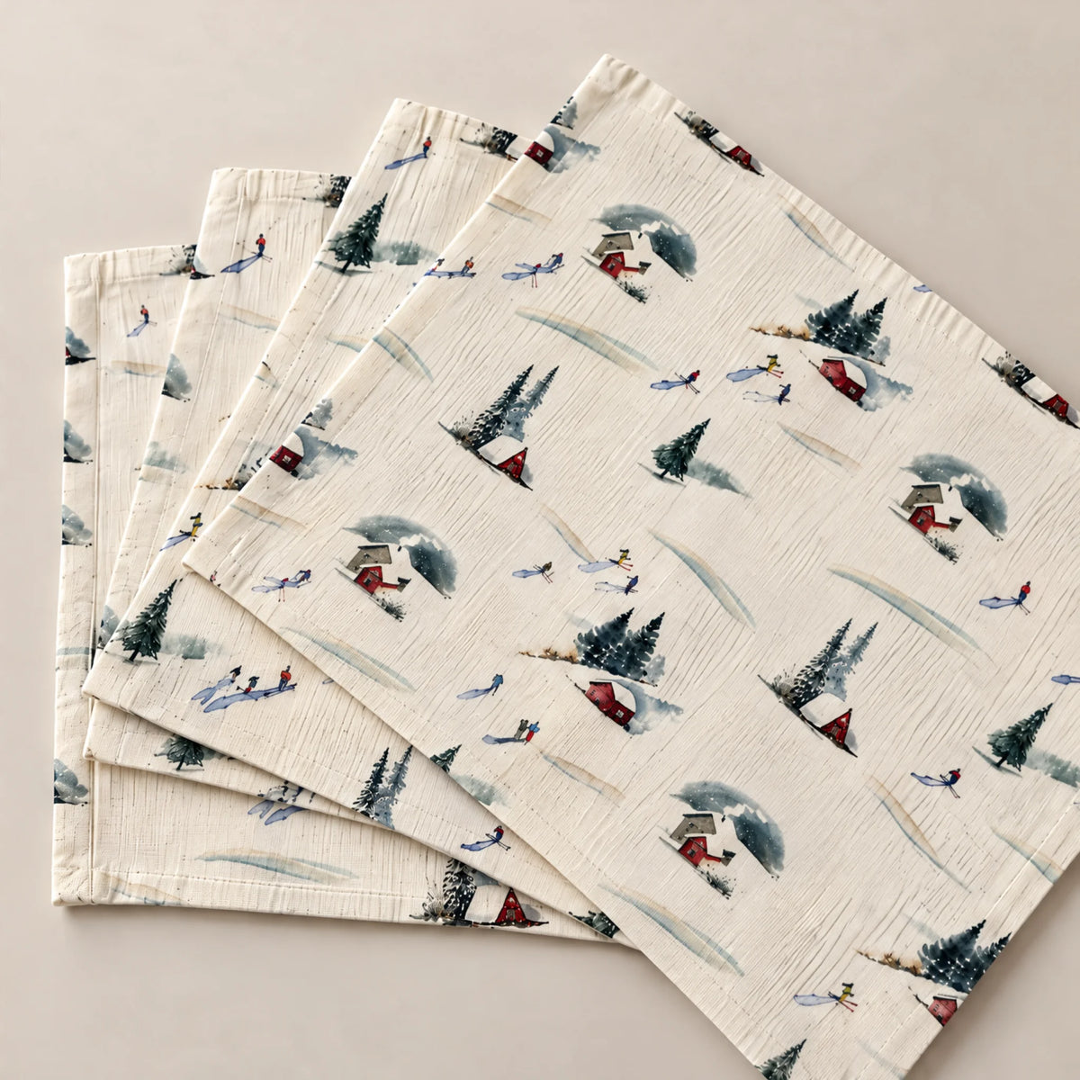 Mantel individual antimanchas pack 4 unidades Winter Ski