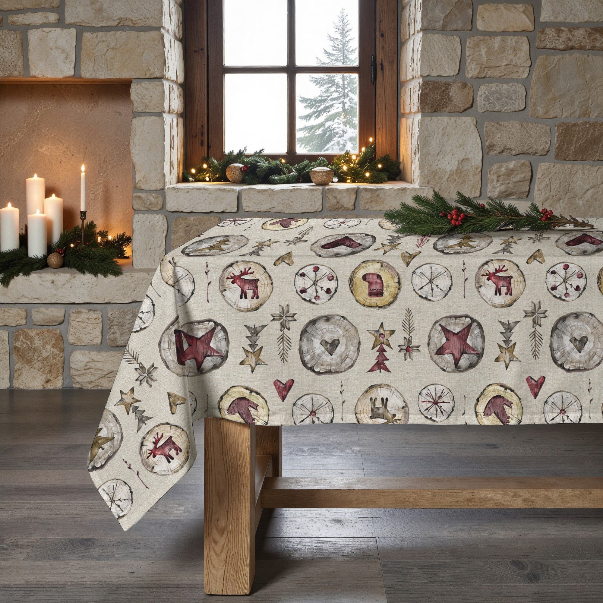 Mantel antimanchas Wooden Christmas 2