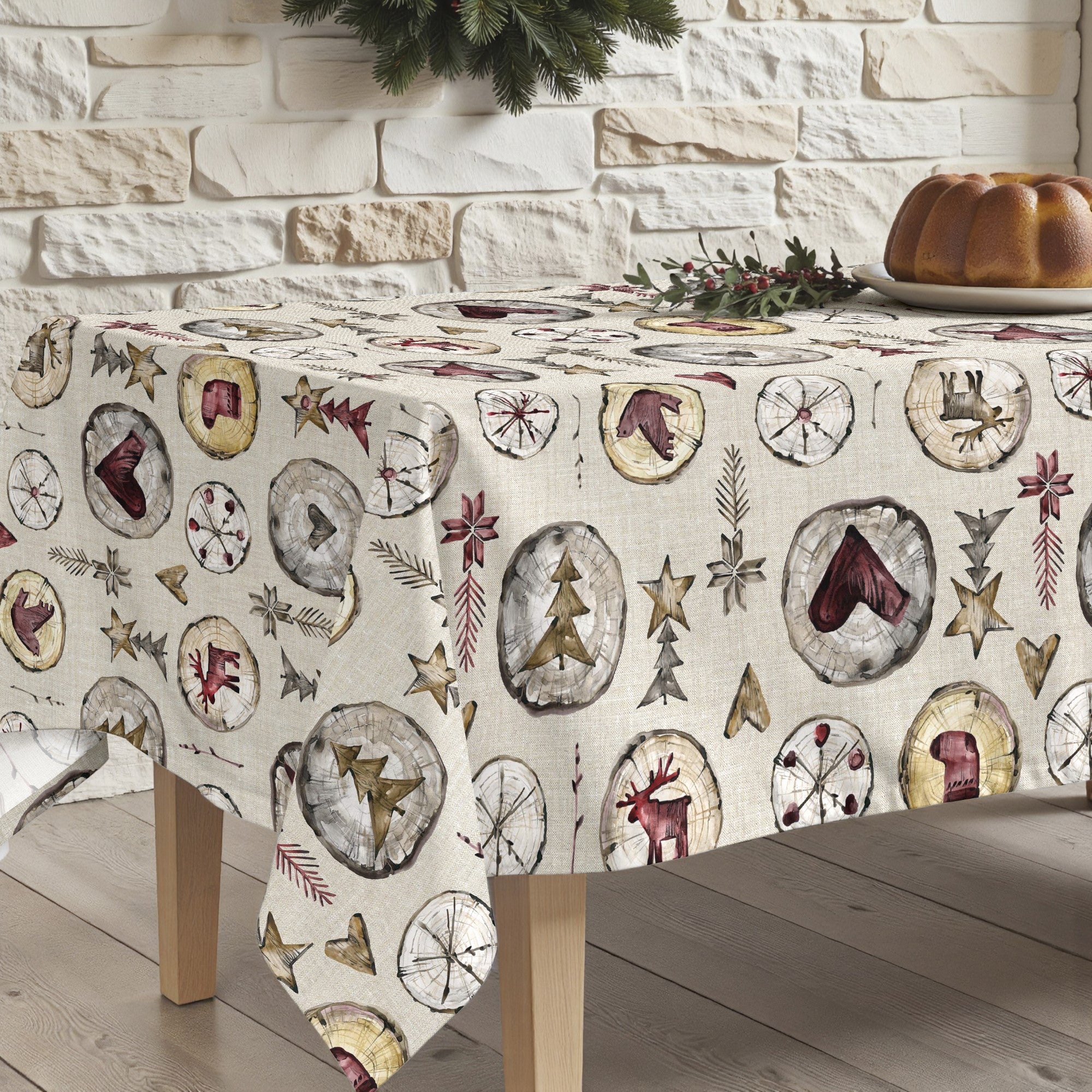 Mantel antimanchas Wooden Christmas 2