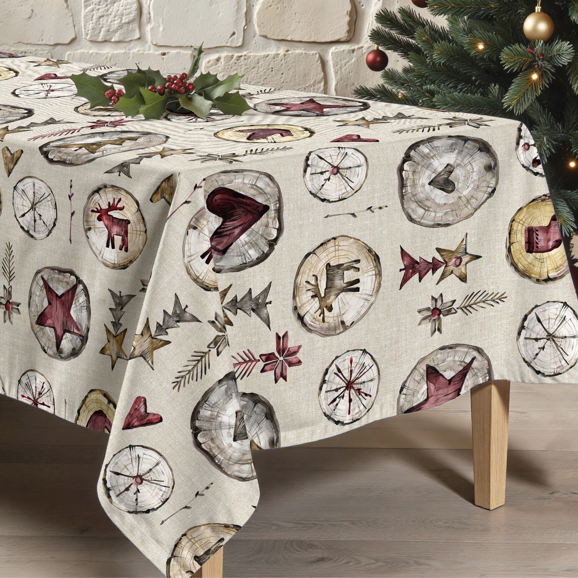 Mantel antimanchas Wooden Christmas 2