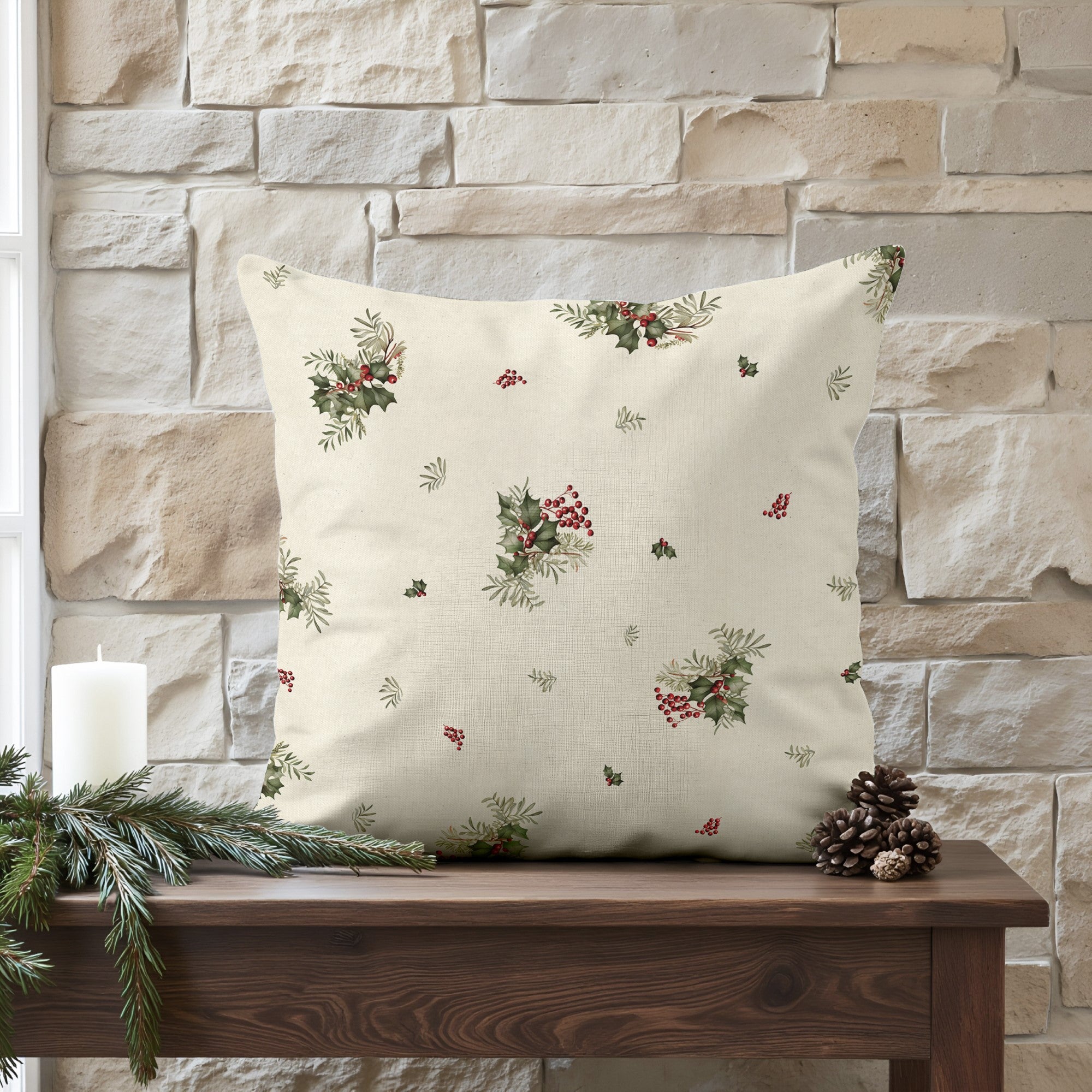 Funda de cojín 100% algodón Winter Holly 50x50 cm