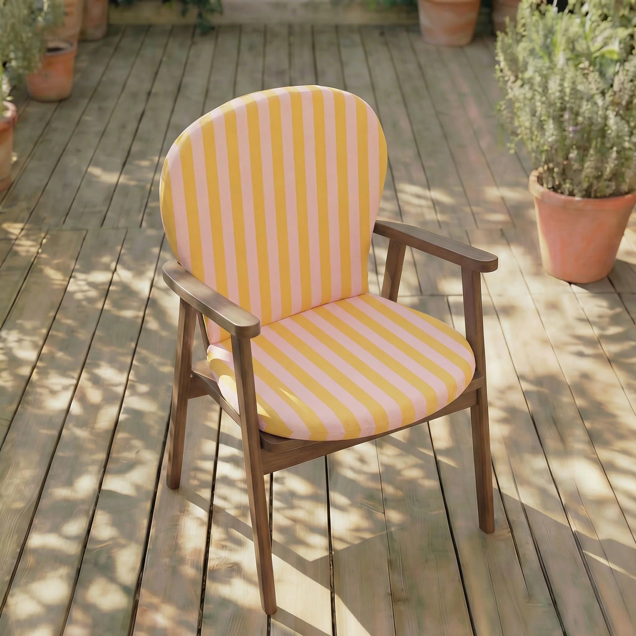 Cojín para silla de exterior Maglia Yema y Rosa