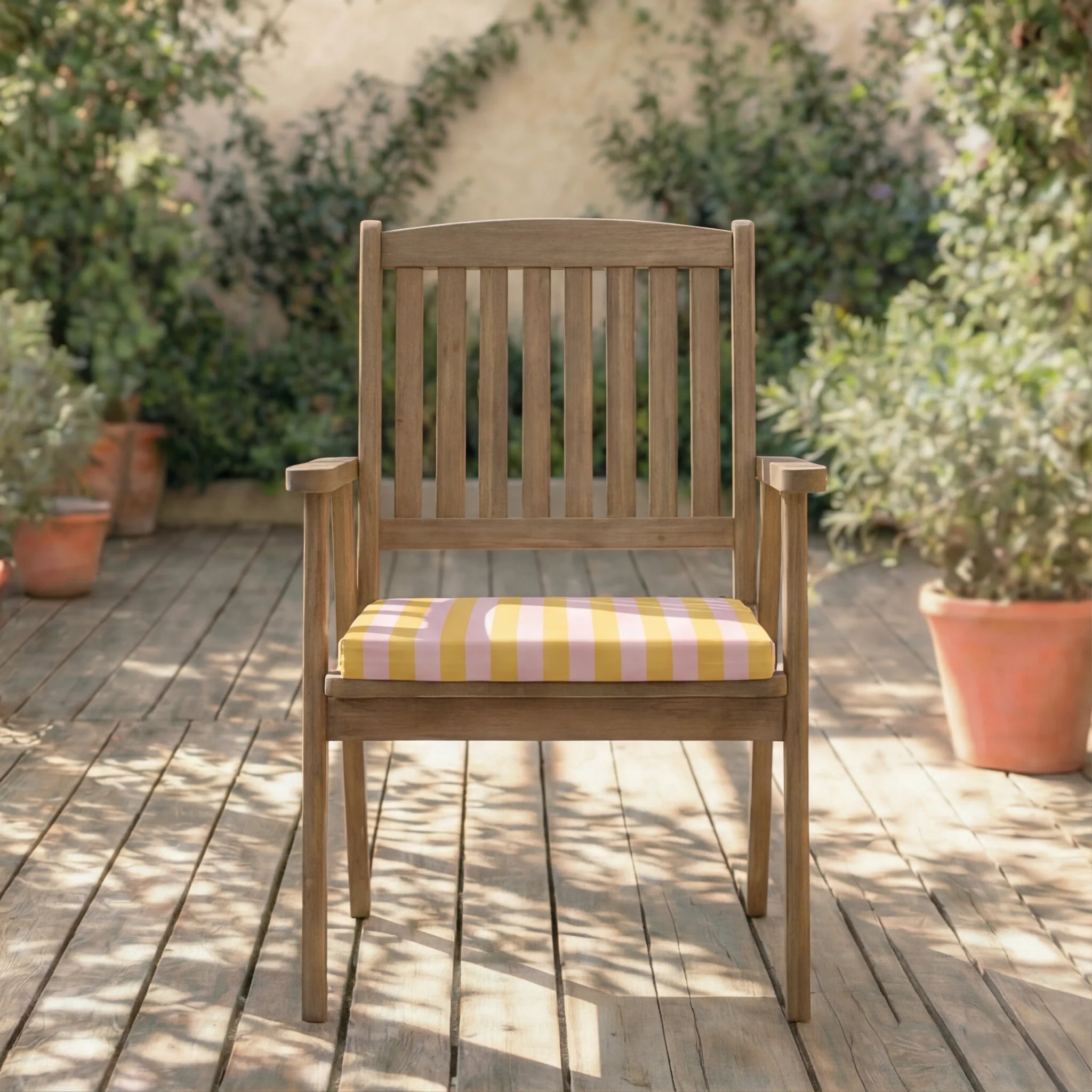 Cojín para asiento acolchado Maglia Yema y Rosa 40x40x5 cm