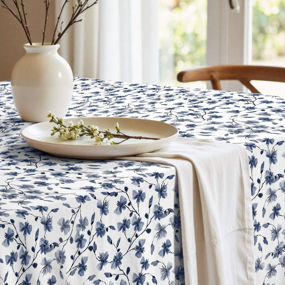 Asami Dark Blue Stain-Resistant Tablecloth 924-6