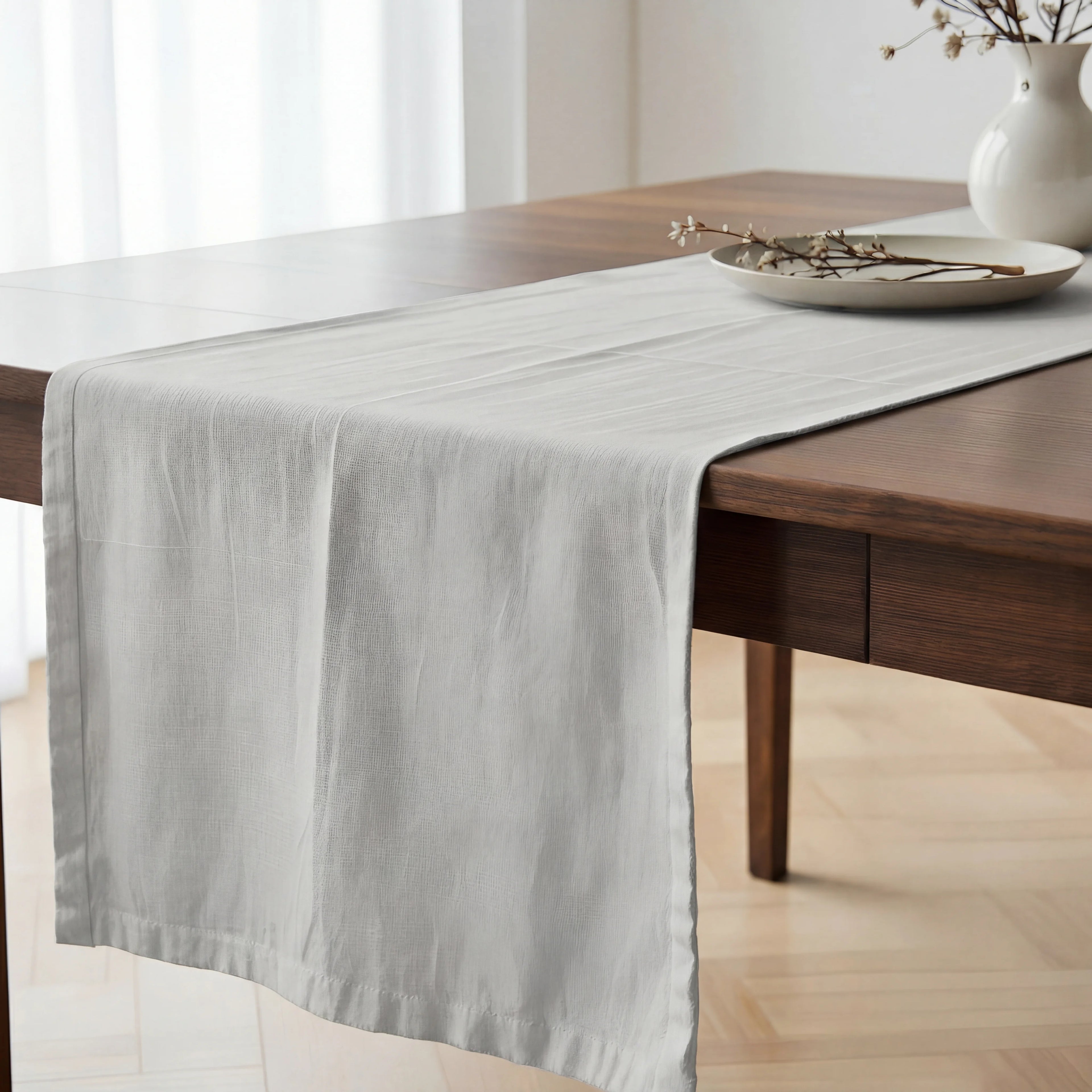 Camino de mesa 100% algodón Harvard Gris Claro 50x150 cm