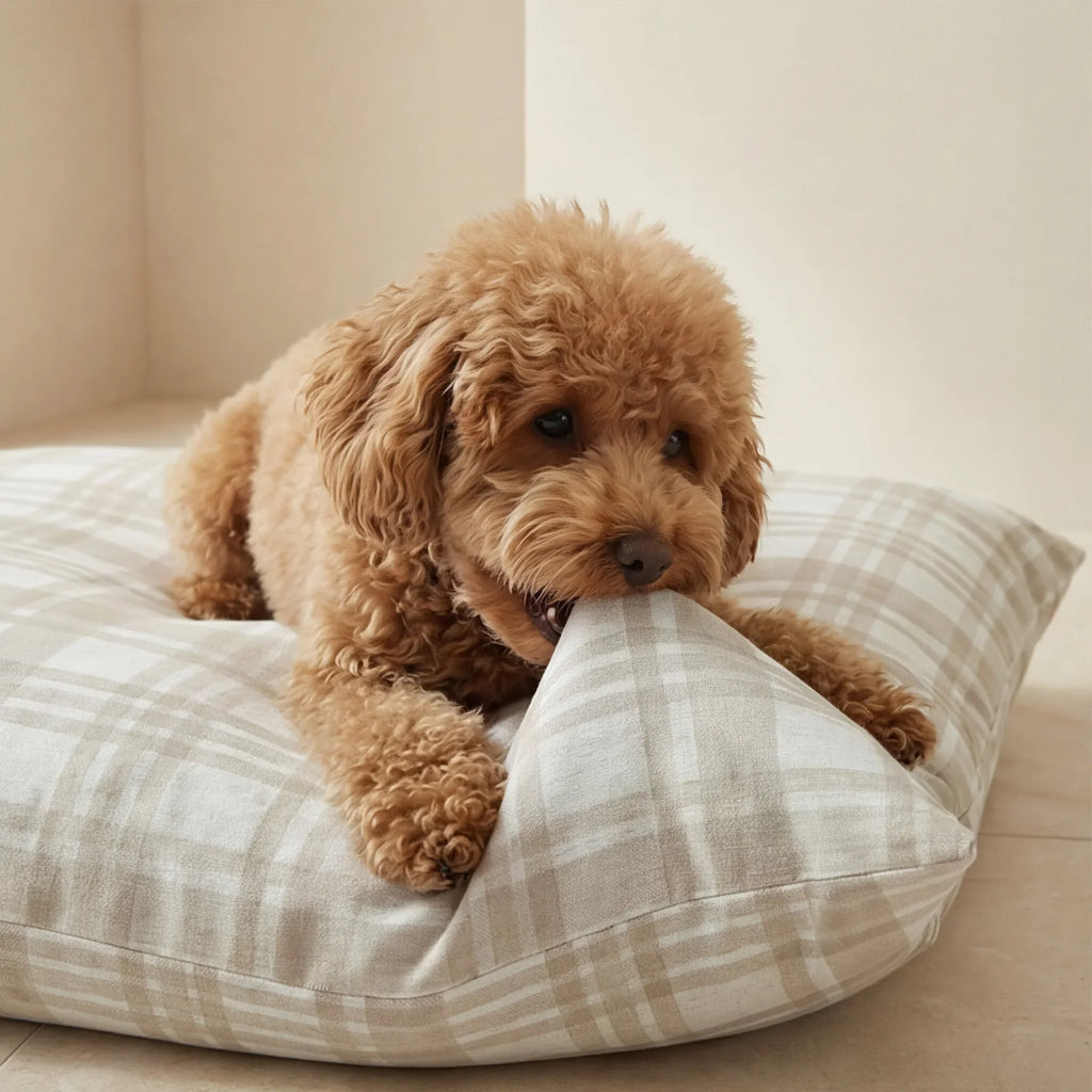 Funda para cama de mascota antimanchas Jara Beige
