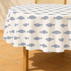 Mantel redondo resinado antimanchas Gyala Azul