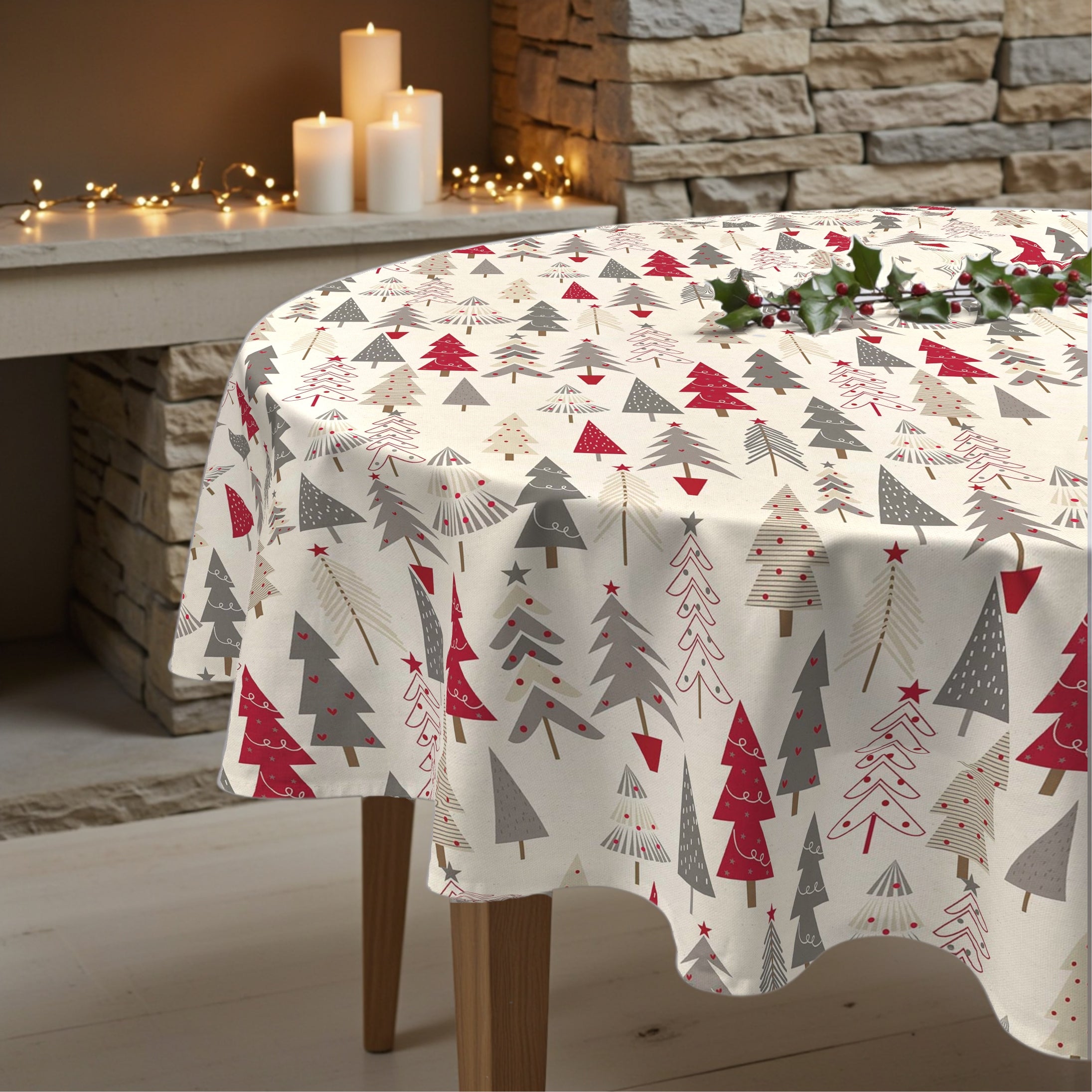 Mantel redondo antimanchas Merry Christmas 31-100
