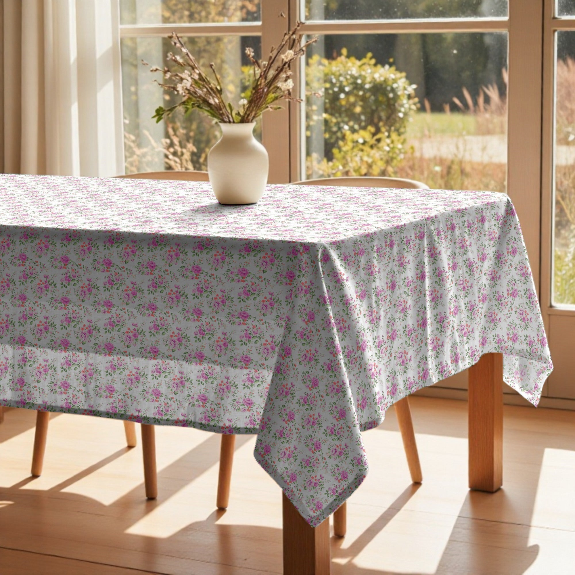 Mantel de tela Nour Rosa 924-3 Fdo. Bco
