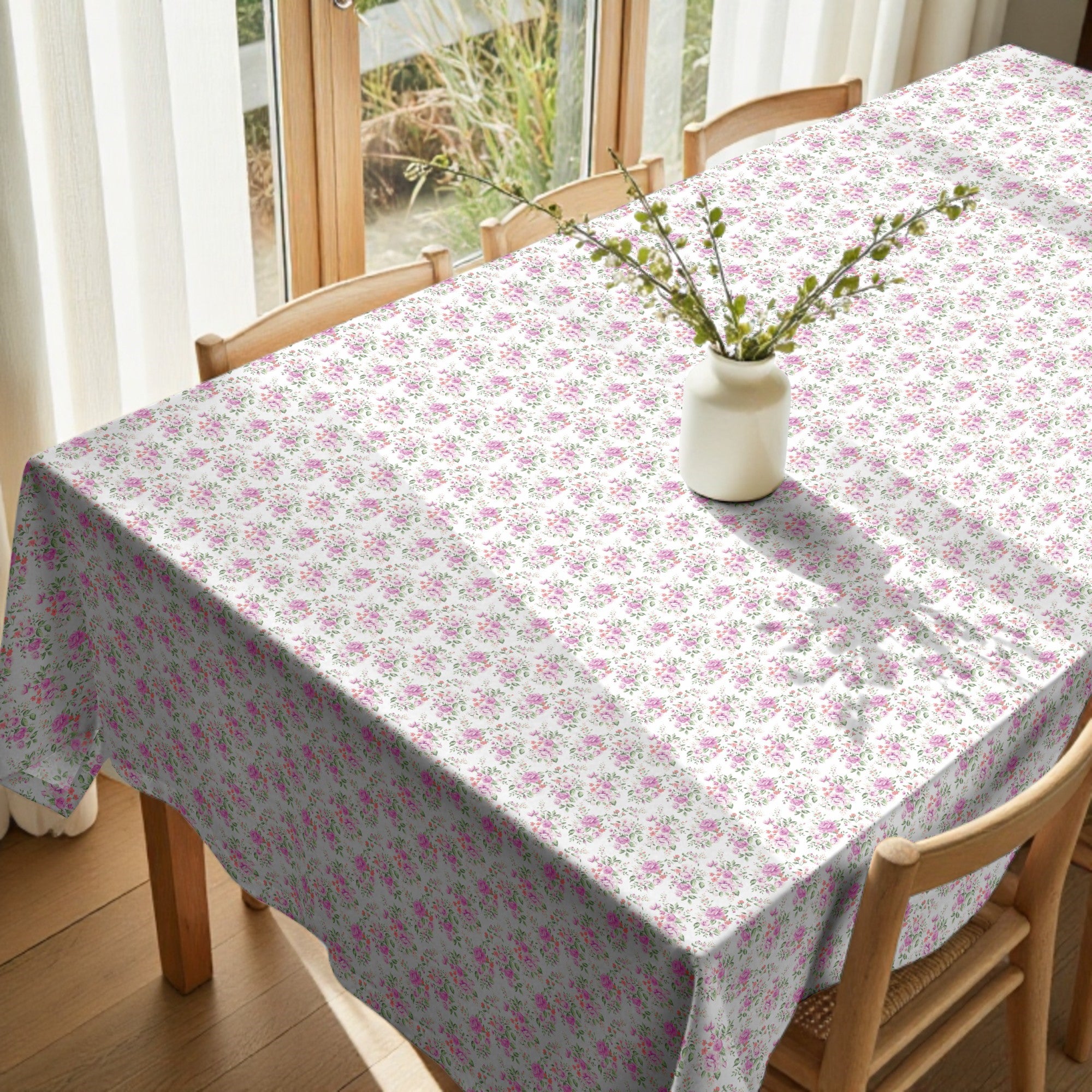 Mantel de tela Nour Rosa 924-3 Fdo. Bco