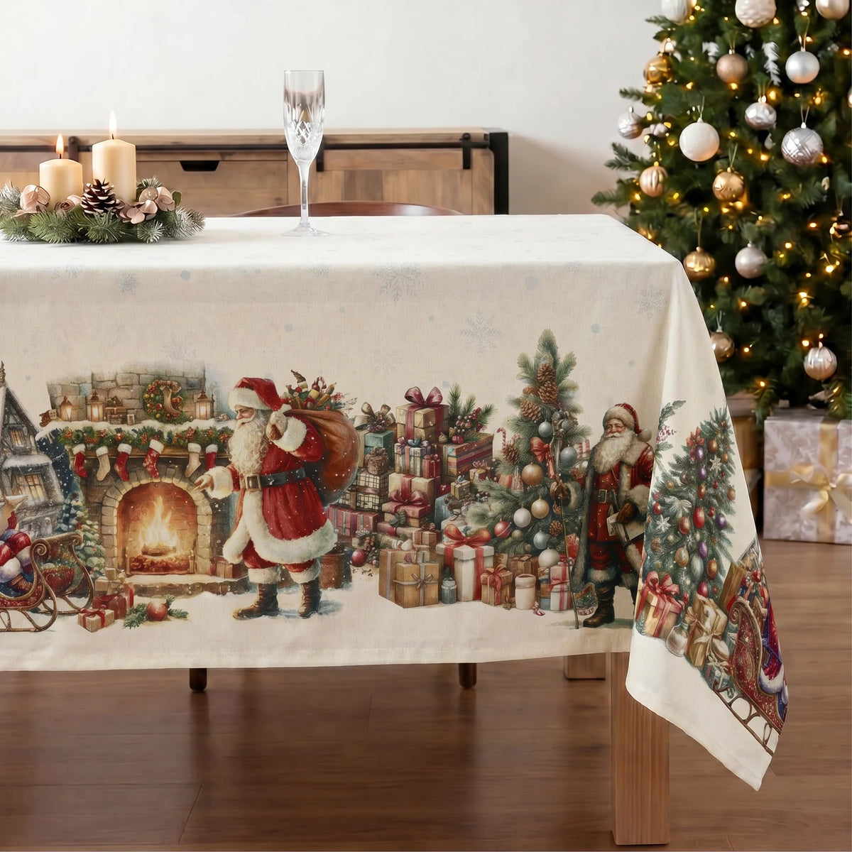 Mantel antimanchas 100% algodón Vintage christmas 1225