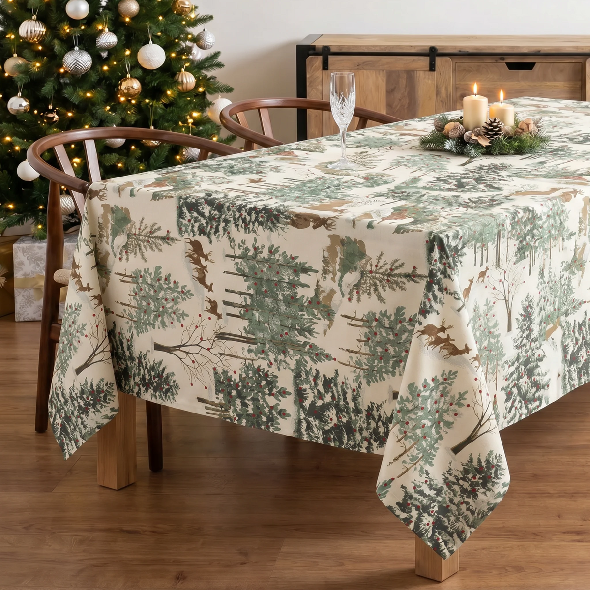 Mantel antimanchas 100% algodón Christmas Ciervo 1