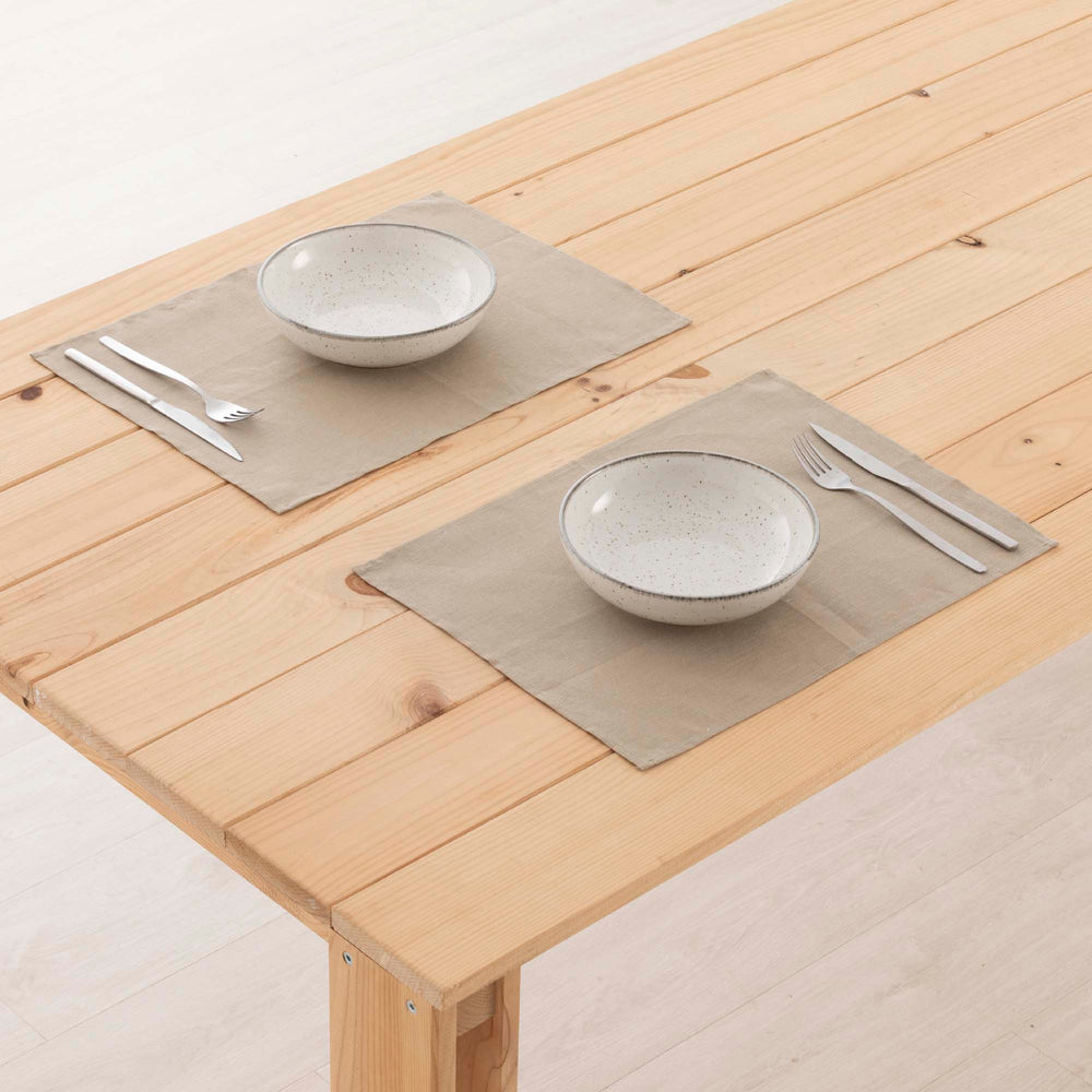 Pack 2 unidades mantel individual hidrófugo antimanchas Lino 100% Taupe 45x35 cm 2