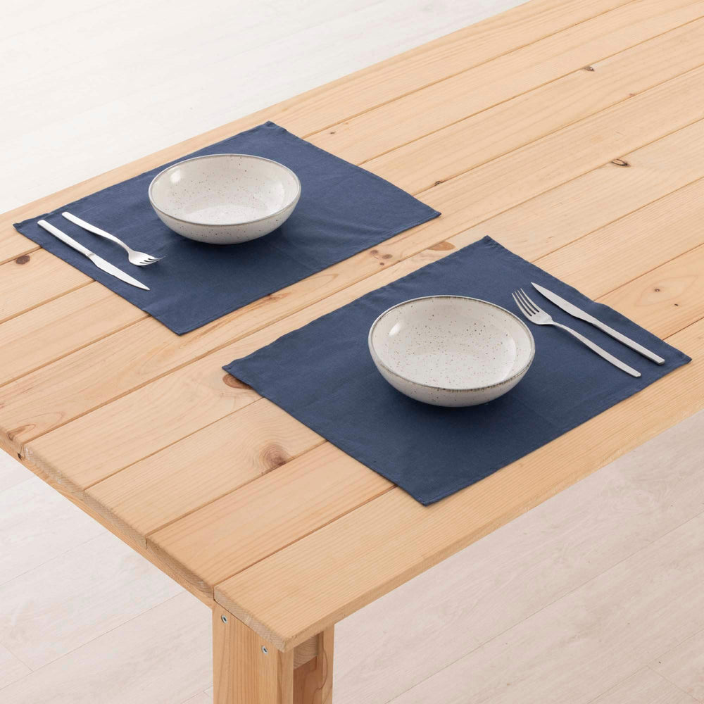 Pack 2 unidades mantel individual hidrófugo antimanchas Lino 100% Night Blue 45x35 cm 2