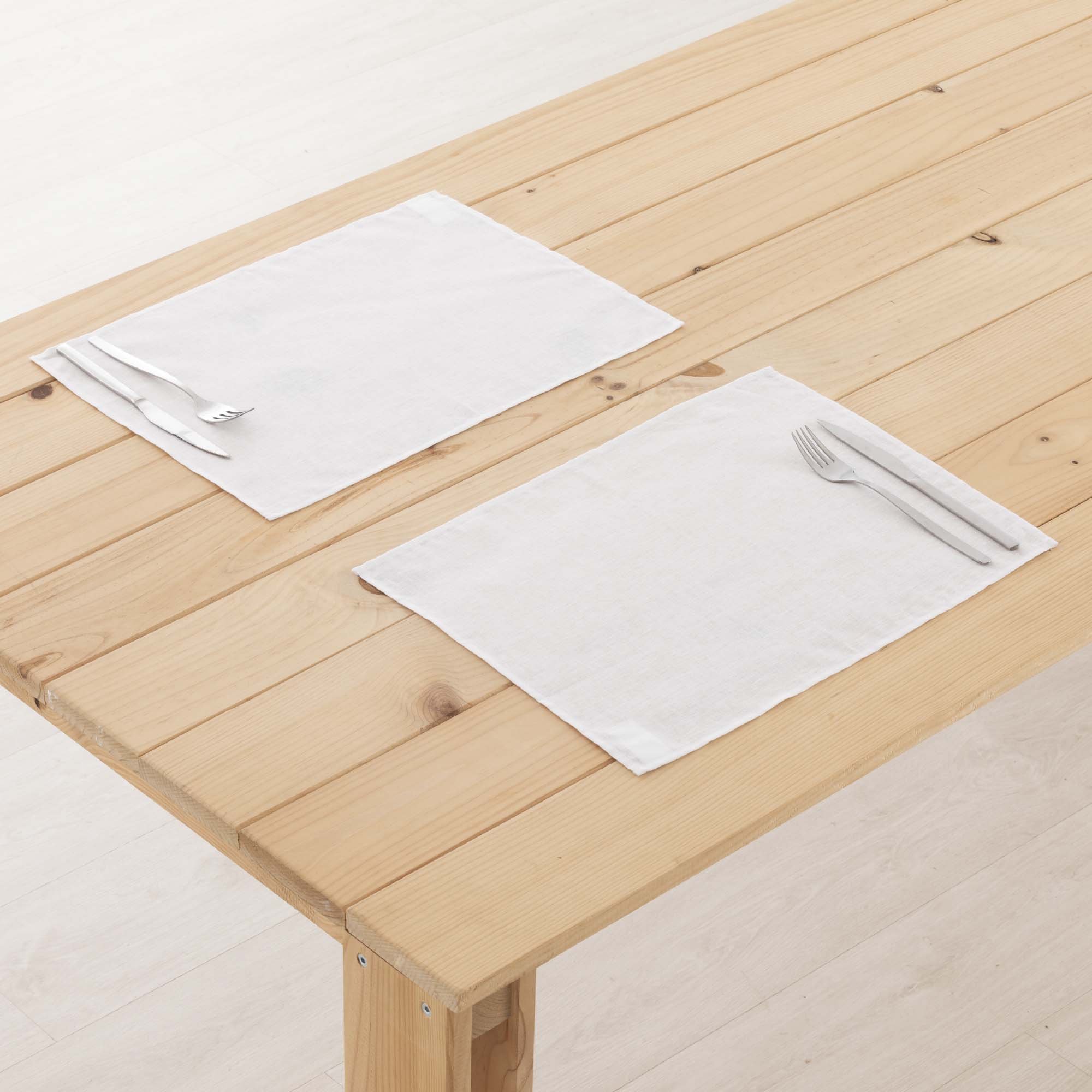 Pack 2 unidades mantel individual hidrófugo antimanchas Lino 100% Blanco 45x35 cm