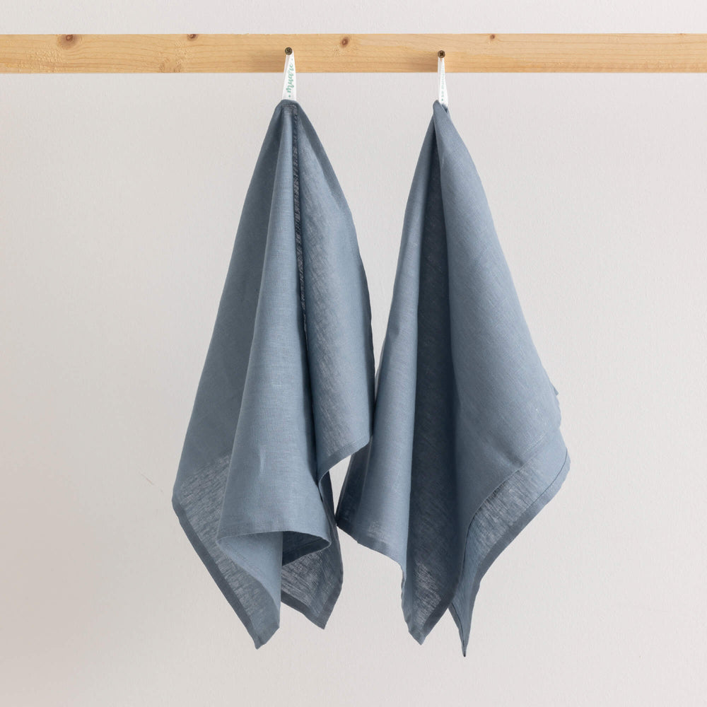 Pack 2 unidades paño de cocina lino 100% algodón Denim Blue 45x70 cm 0