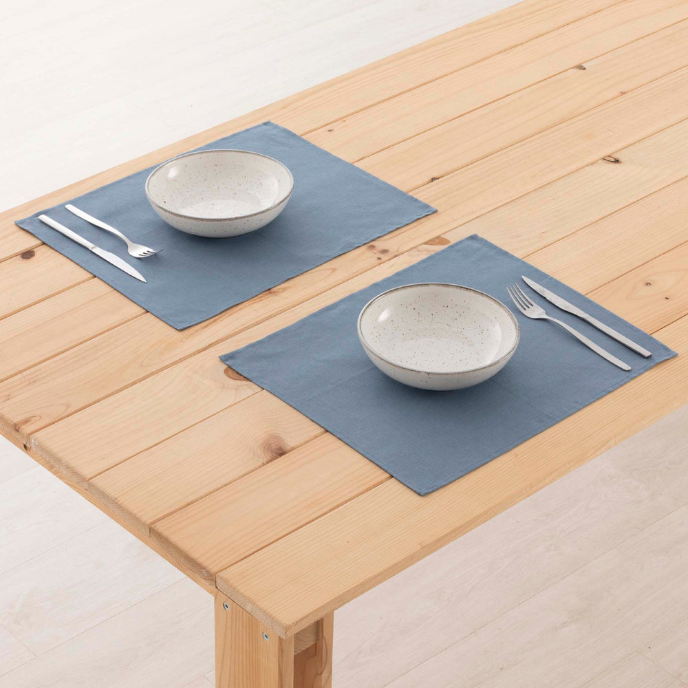 Pack 2 unidades mantel individual hidrófugo antimanchas Lino 100% Denim Blue 45x35 cm 2