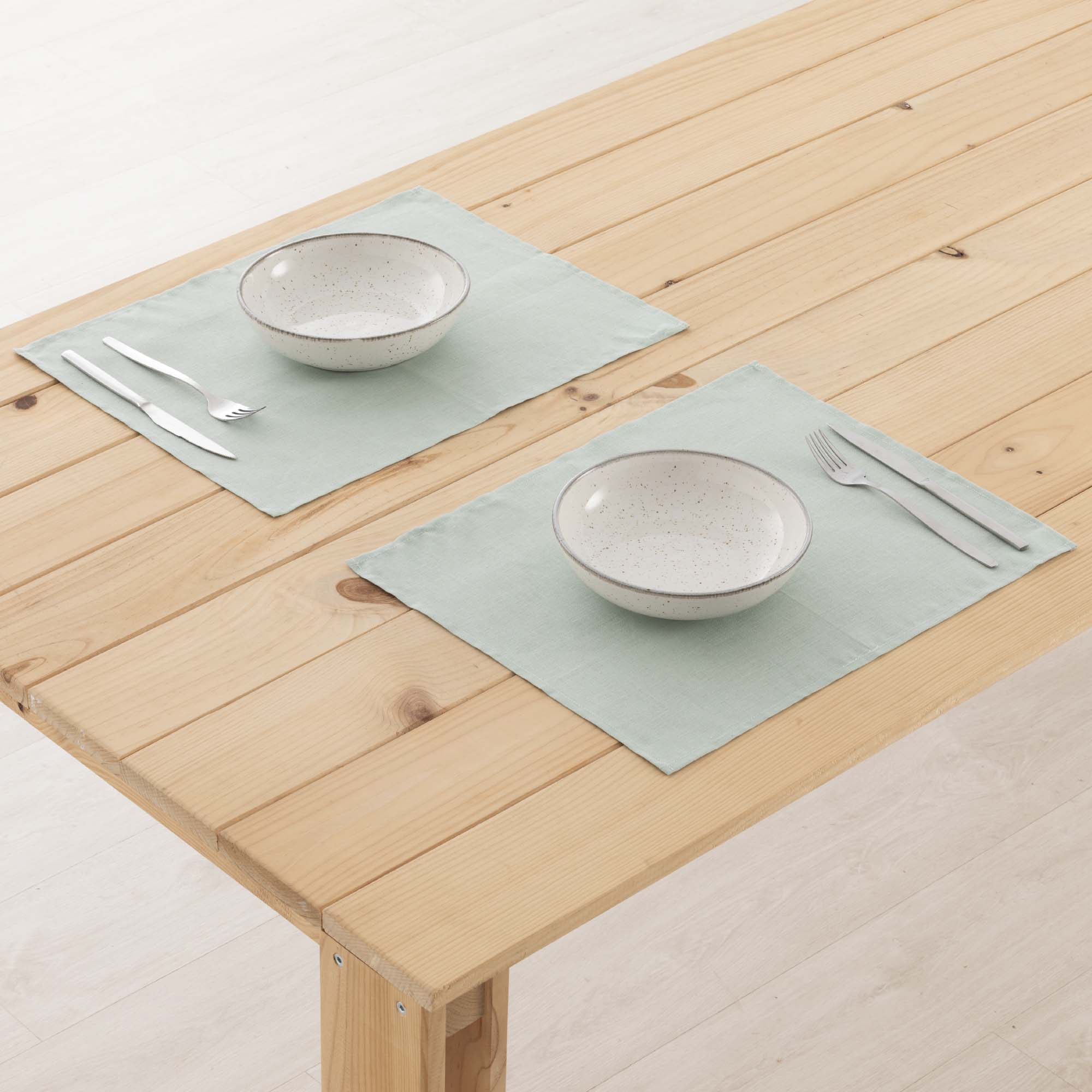Pack 2 unidades mantel individual hidrófugo antimanchas Lino 100% Aqua 45x35 cm