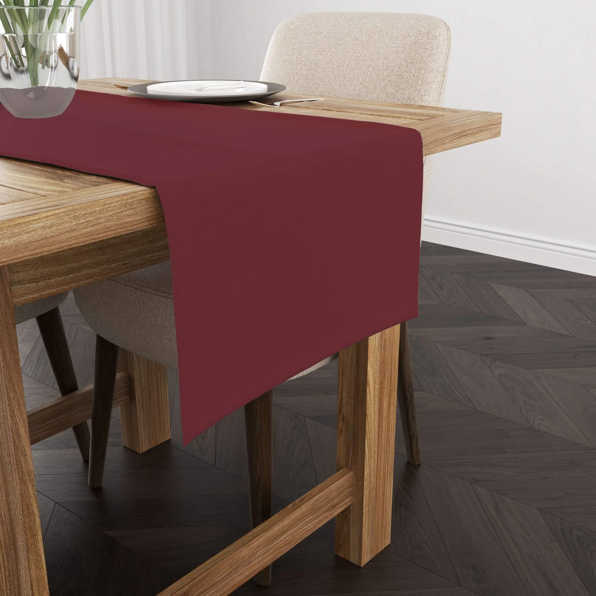 Camino de mesa lino 100% Burdeos 45x140 cm