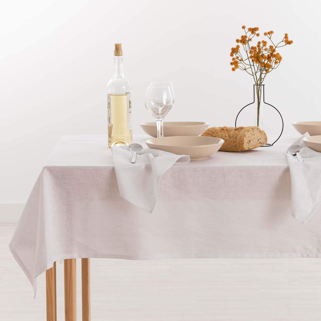 Mantel hidrofugo antimanchas Lino 100% Blanco