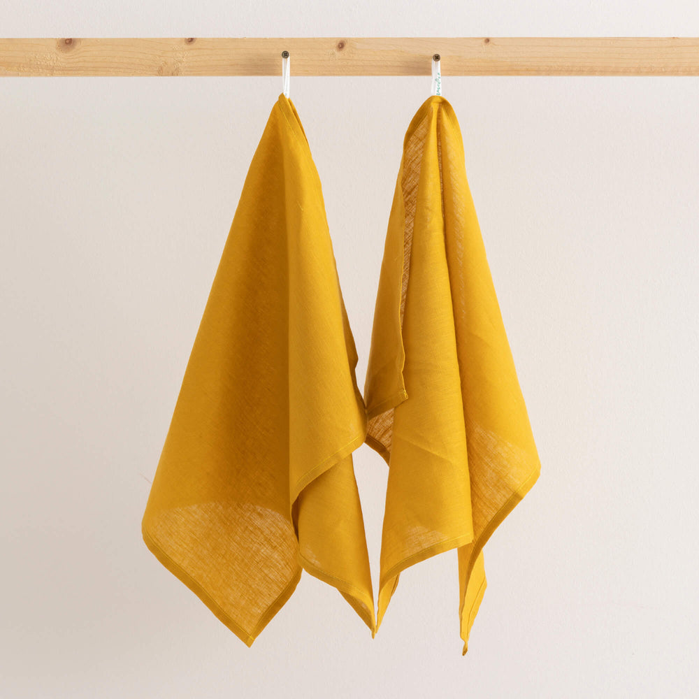 Pack 2 unidades paño de cocina lino 100% algodón Mustard 45x70 cm 0